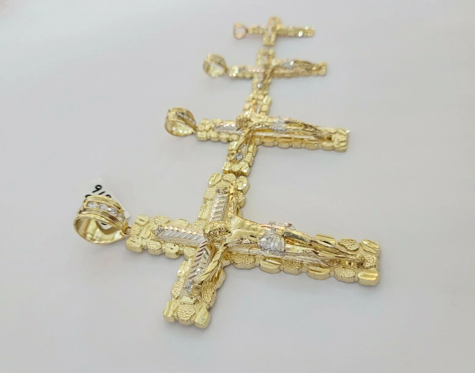 10k yellow Gold cross Pendant charm Jesus crucifix 4" 3" 2" 1.5" Men women, REAL - Image 6