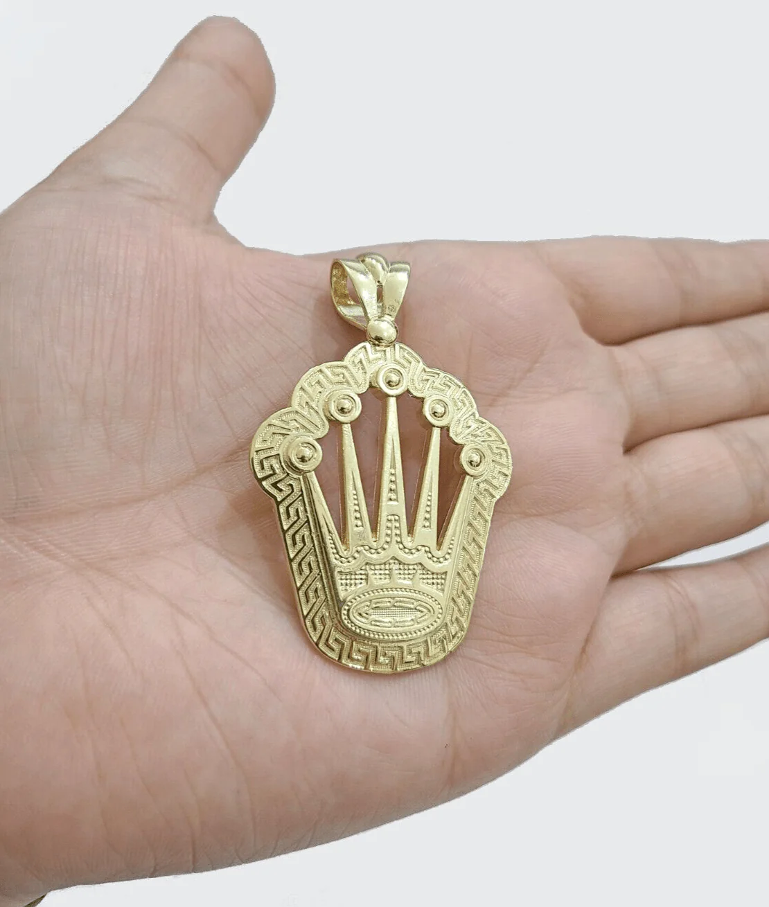 10k Yellow Gold Crown Charm Rope Chain 7mm 22'' Necklace Pendant 10kt Real - Image 14