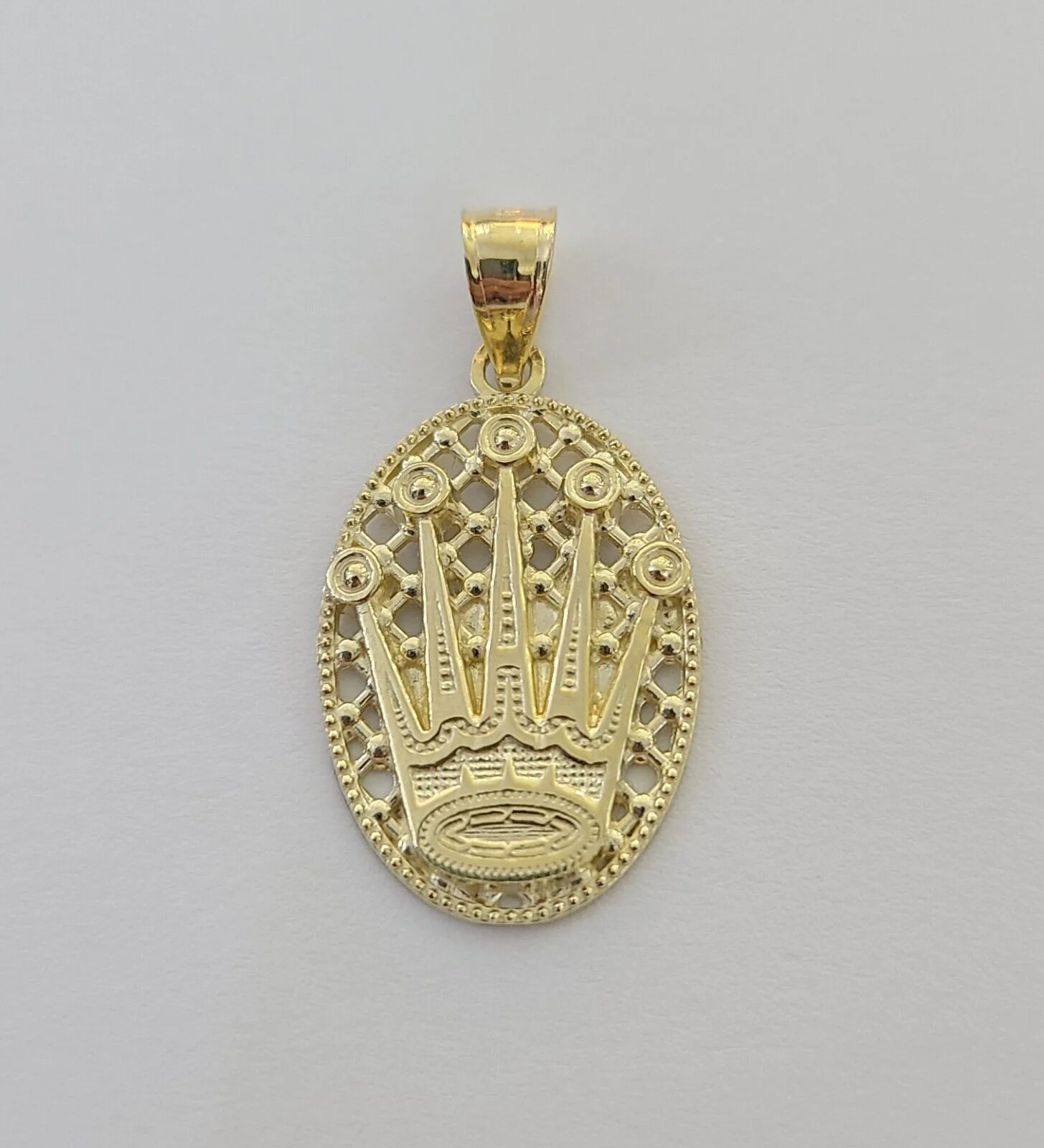 10K Yellow Gold Crown Pendent Charm 3mm Miami Cubn Chain 18" 20" 22" 24" 26"Inch - Image 4