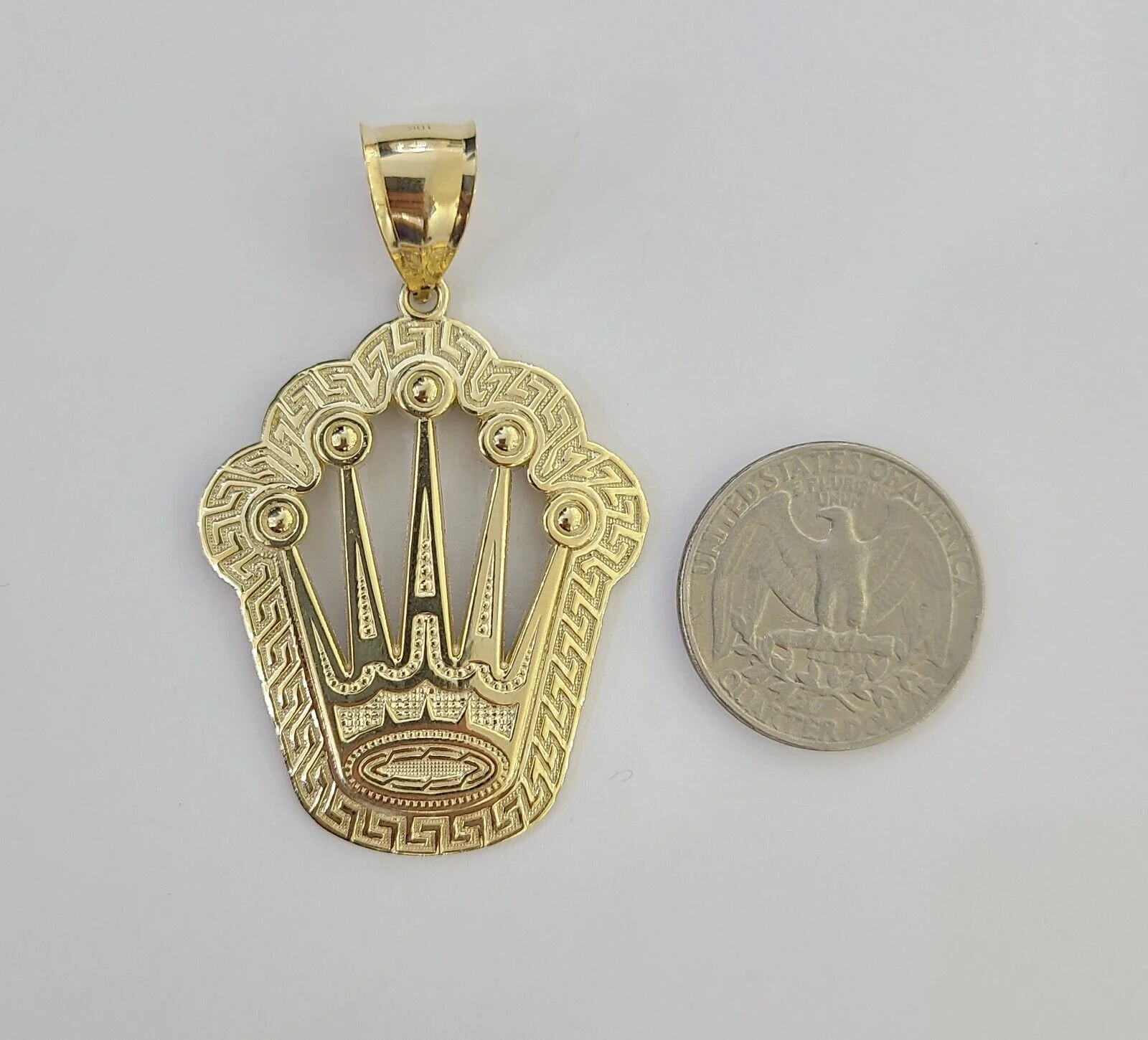 10K Yellow Gold Crown Pendent Charm 6mm Rope Chain 18" - 30" Inch Real - Image 7
