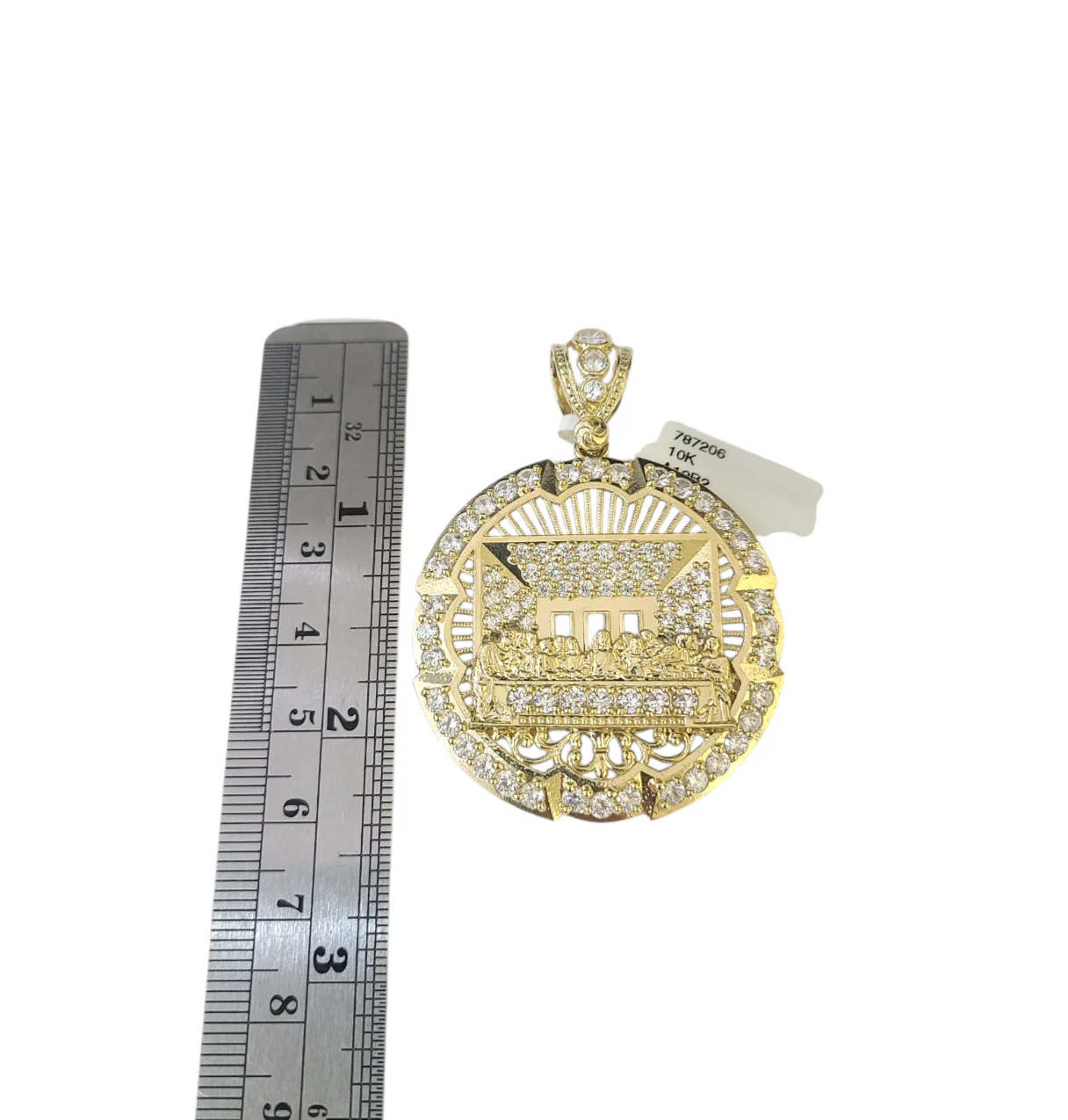 10k Yellow Gold Cuban Curb Chain SET Last Supper Pendant Charm 8mm Necklace Men - Image 3
