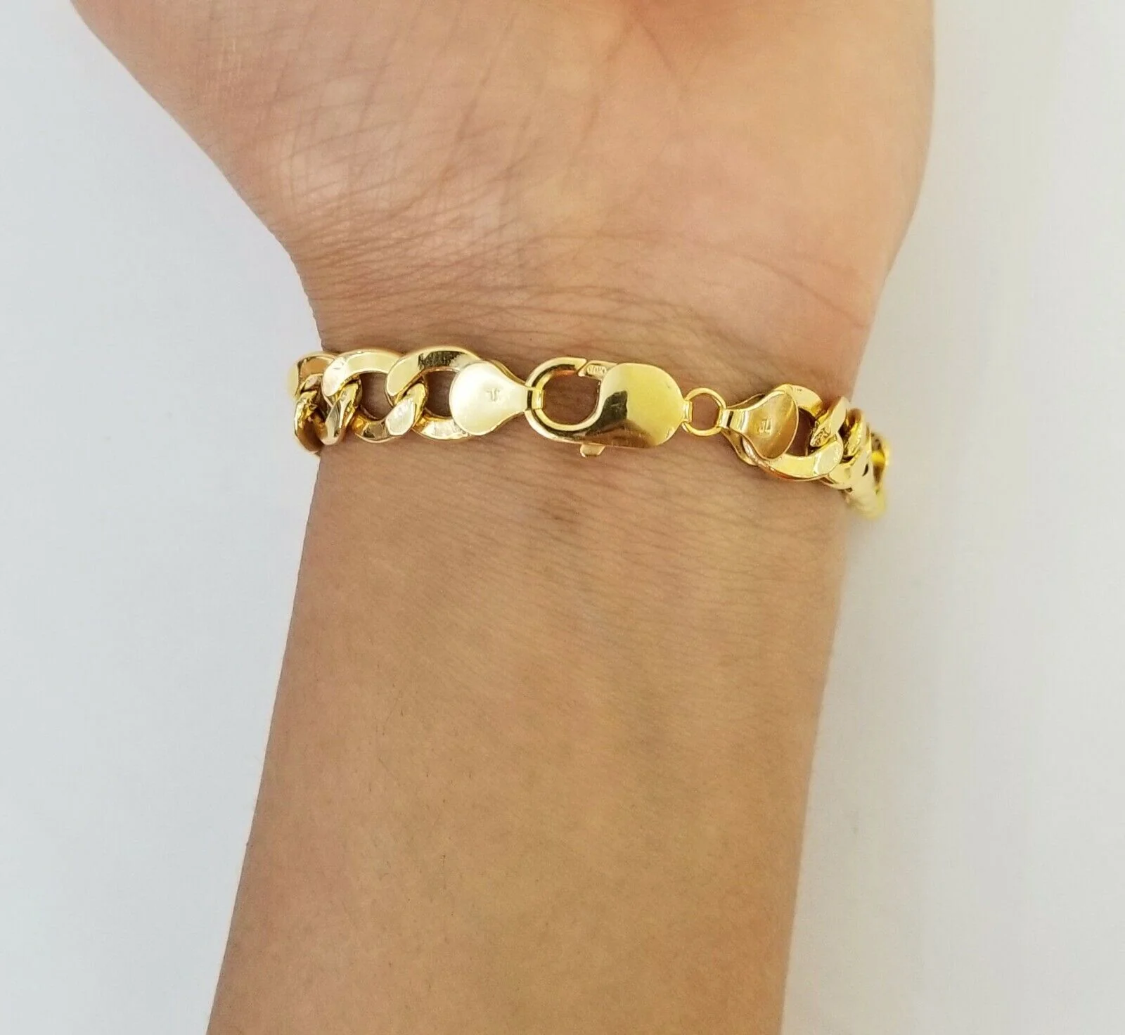 10k Yellow Gold Cuban Link Bracelet 10mm Link 8 inch  Real gold hand chain 10kt - Image 4