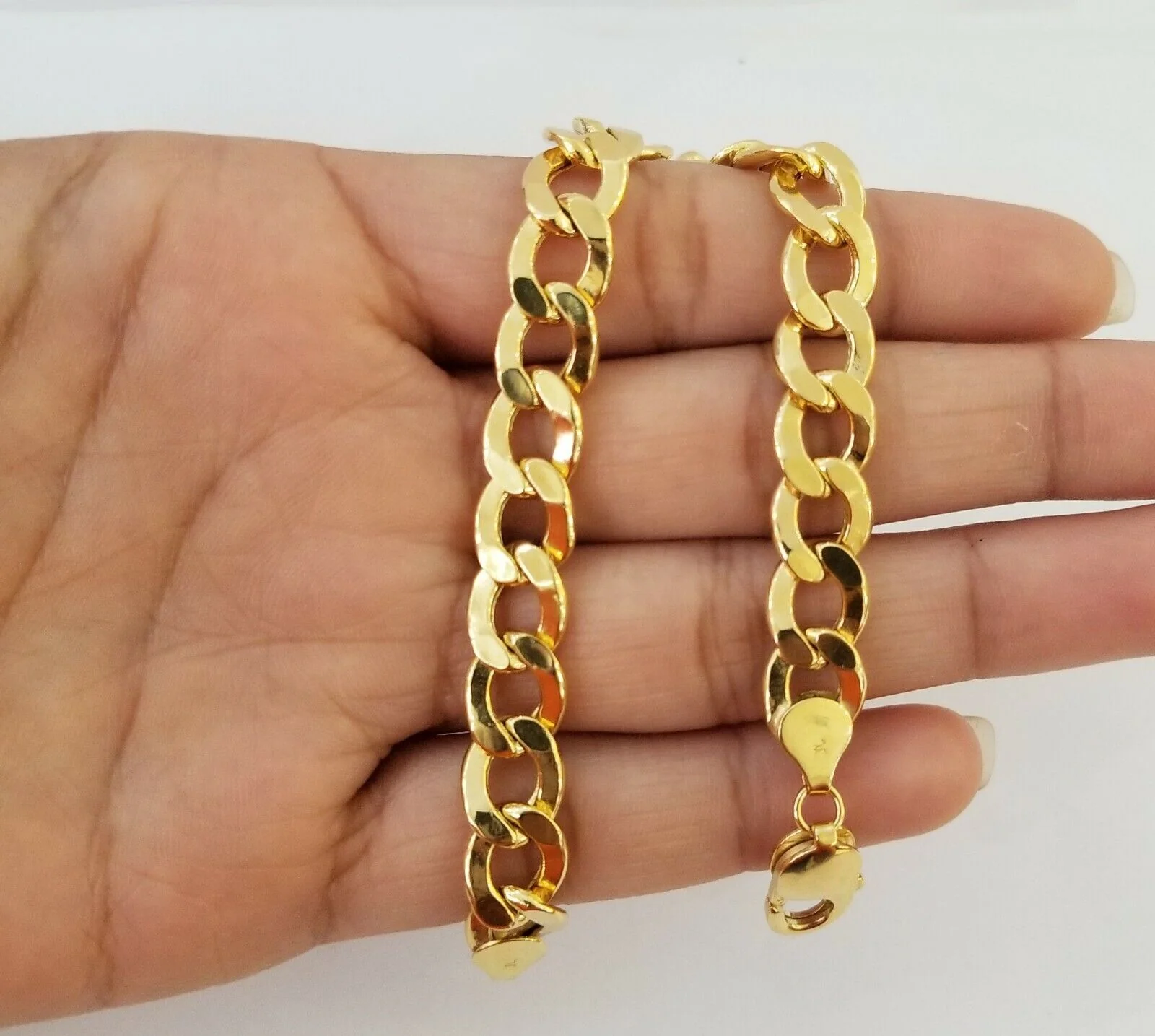 10k Yellow Gold Cuban Link Bracelet 10mm Link 8 inch  Real gold hand chain 10kt - Image 7