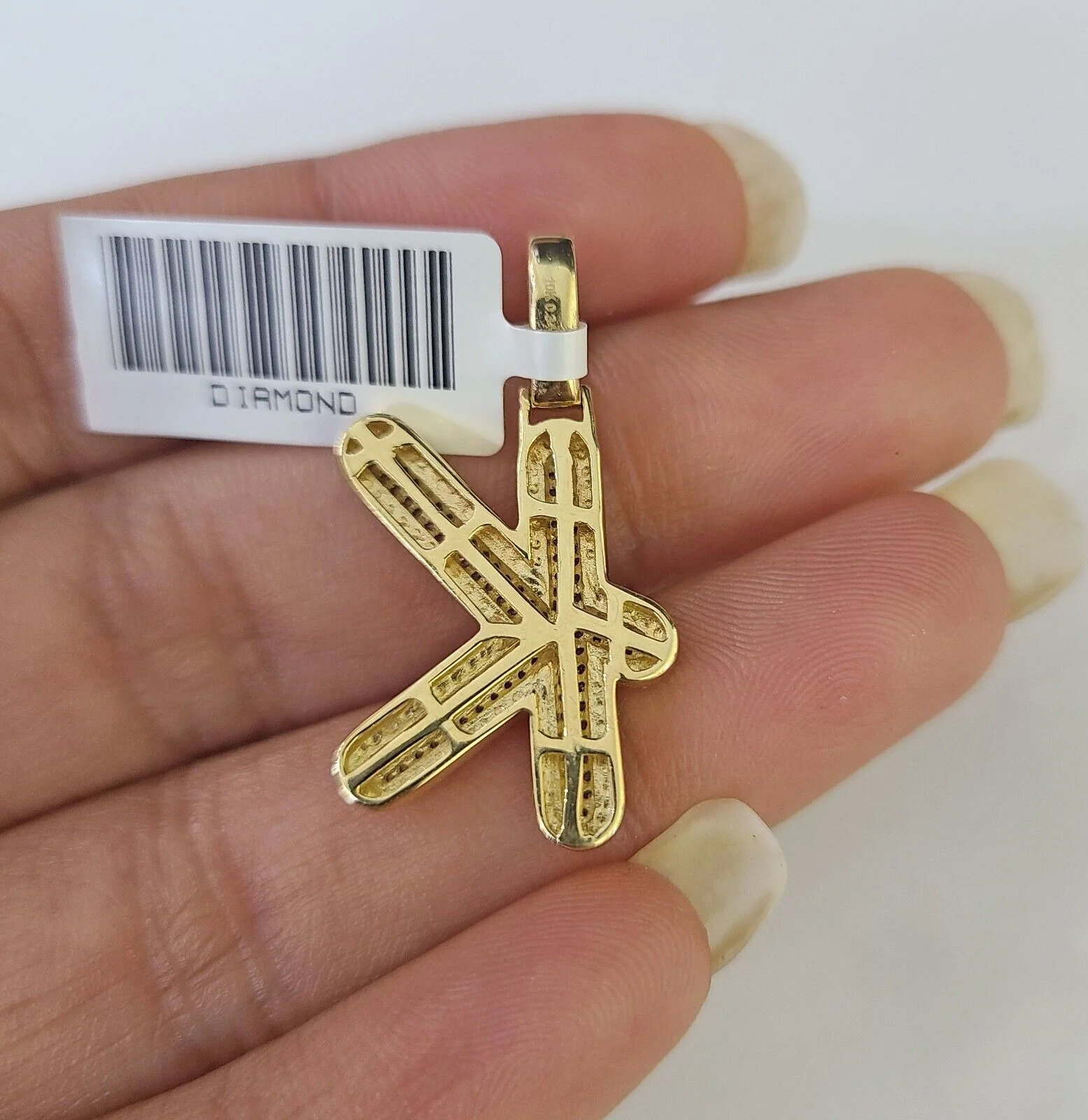 10k Yellow Gold Diamond K Charm Pendant Initial Alphabet Letter Real Genuine - Image 3