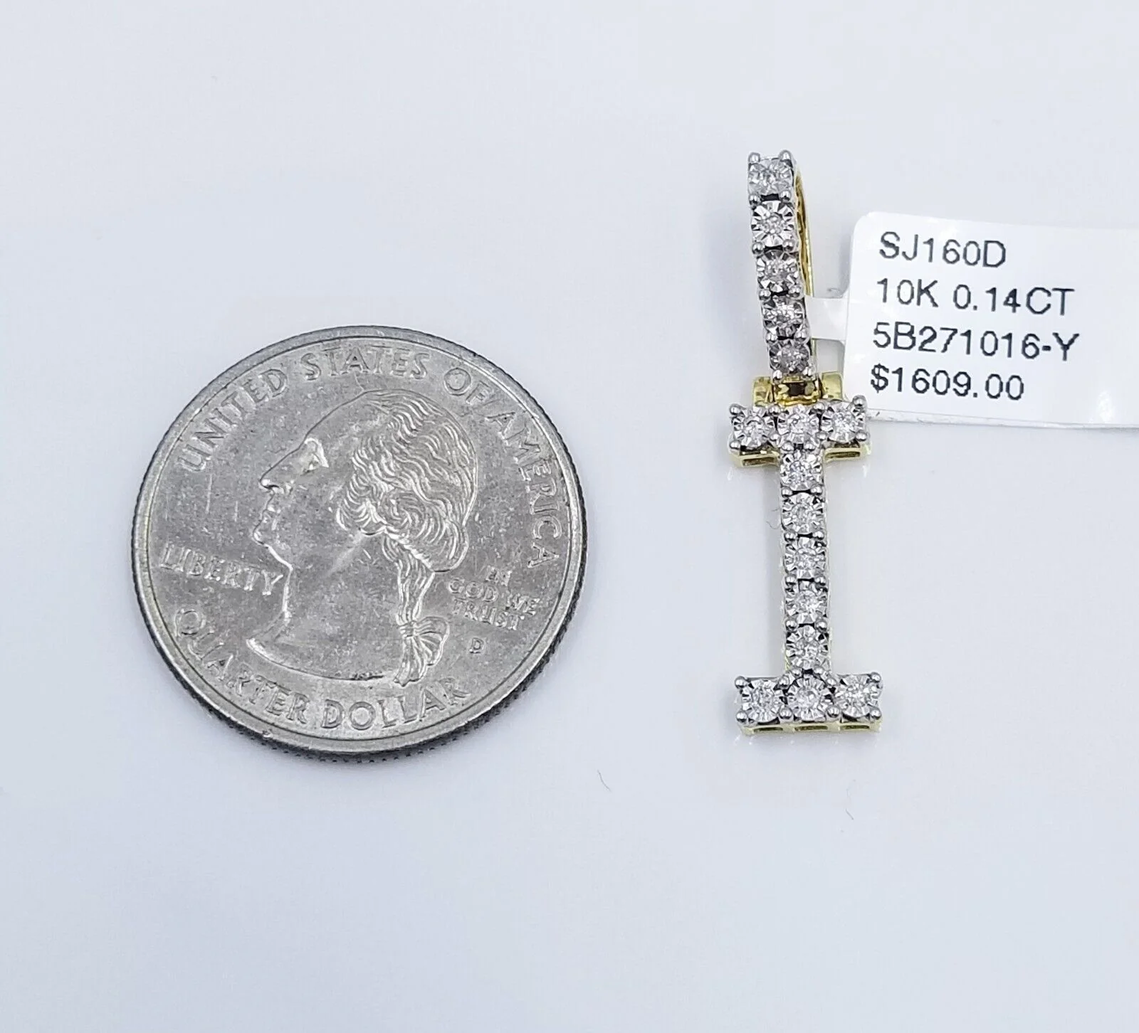 10k Yellow Gold Diamond Letter A-Z Initial Charm Pendant Real Diamond - Image 16