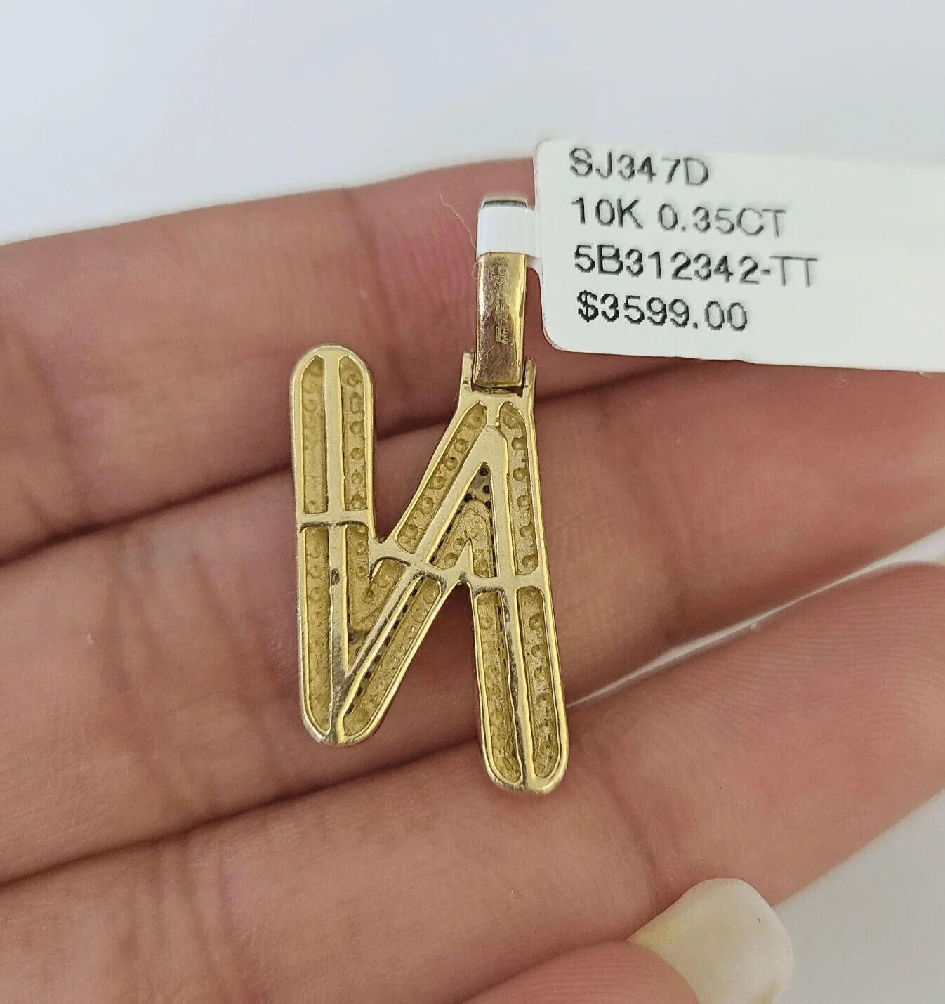 10k Yellow Gold Diamond N Charm Pendant Initial Alphabet Letter Real Genuine - Image 3