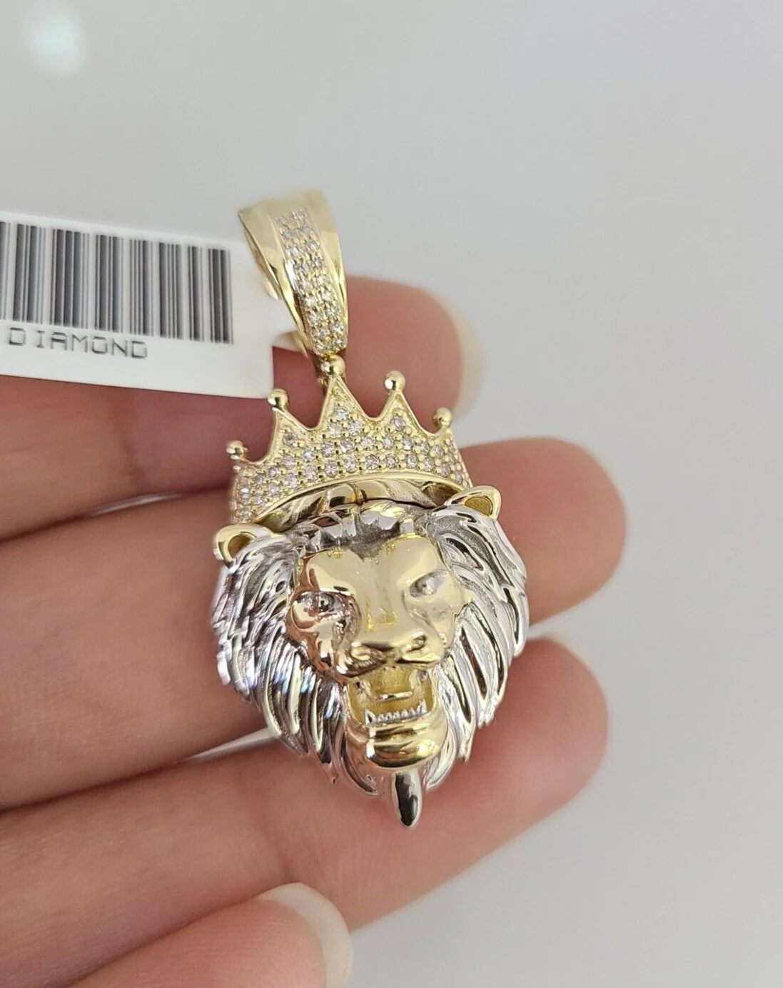 10k Yellow Gold Diamond Roaring Lion Charm Real 10Kt Pendant Natural Genuine