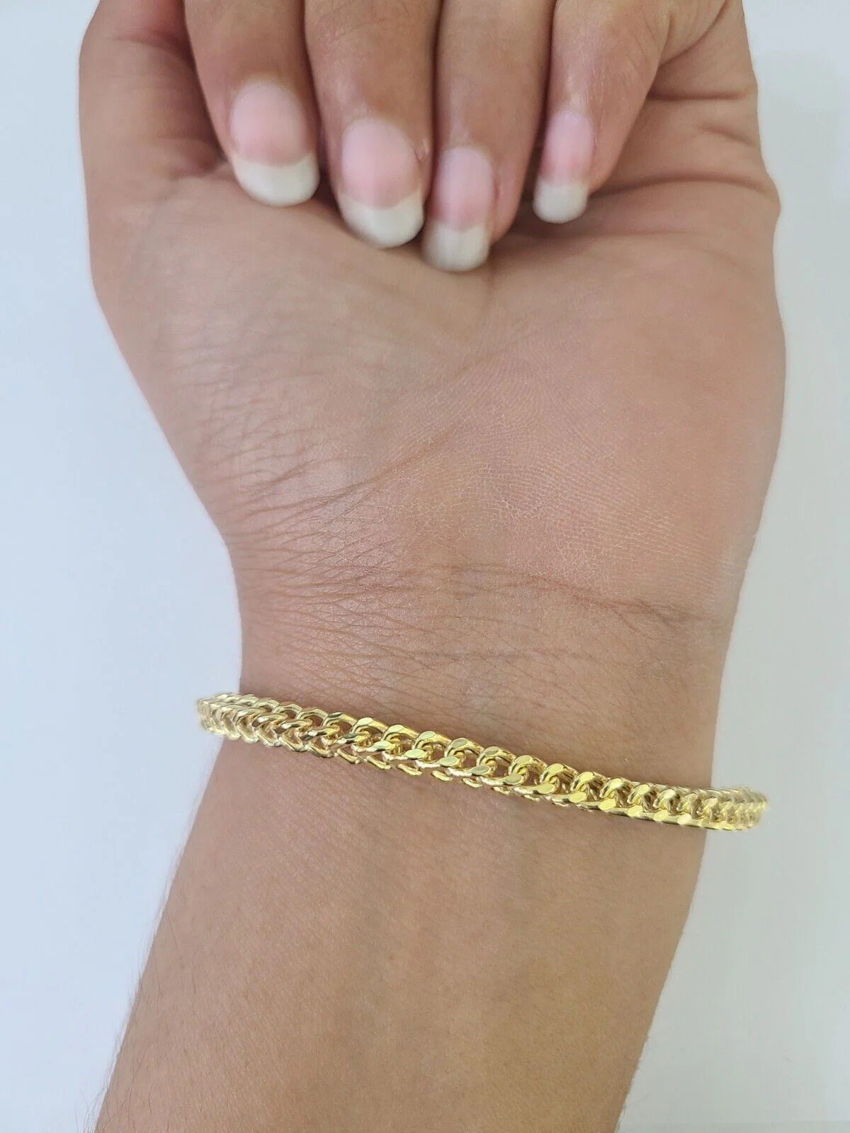 10k Yellow Gold Franco Bracelet 3mm 7.25" Inch Men Women Link Real - Image 3