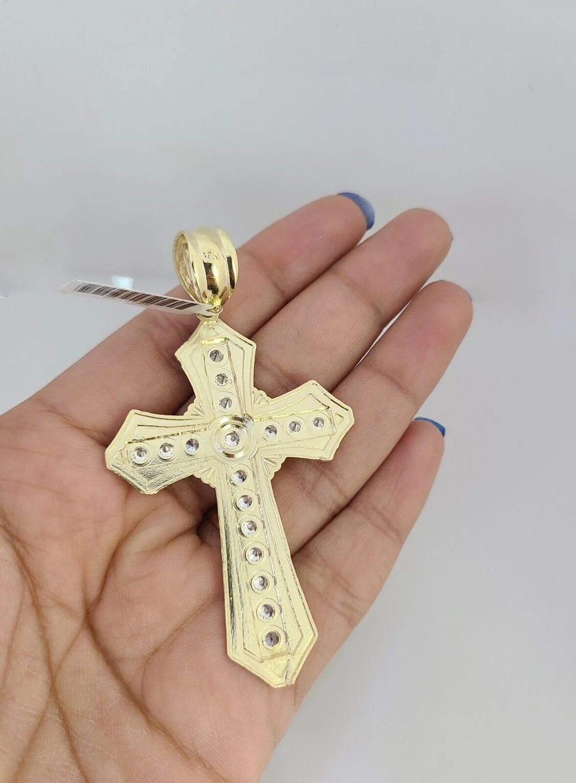 10k Yellow Gold Franco Chain Jesus Cross Charm Pendant 4mm 18-28 Inch Necklace - Image 7