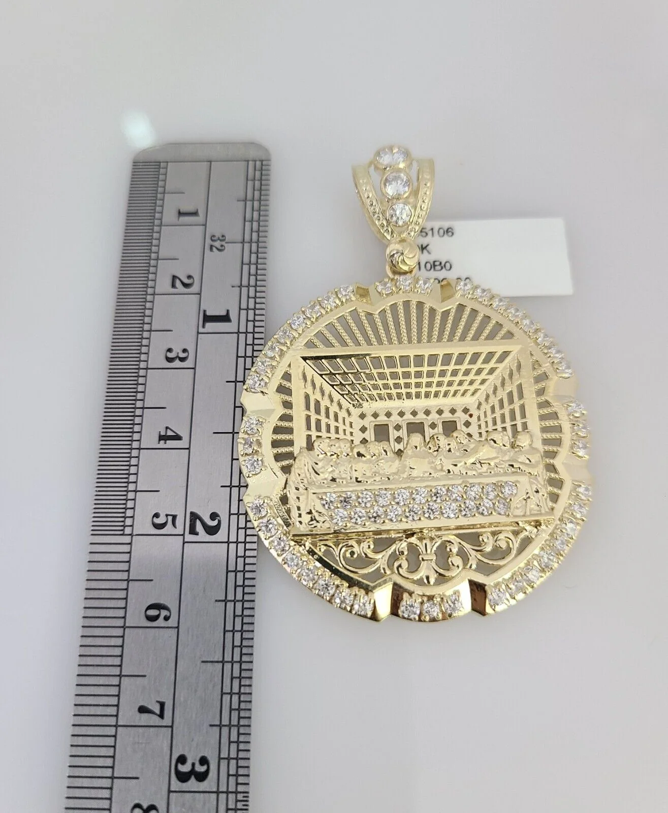 10k Yellow Gold Franco Chain Last Supper Charm Pendant 4mm 18-28 Inches Necklace - Image 4