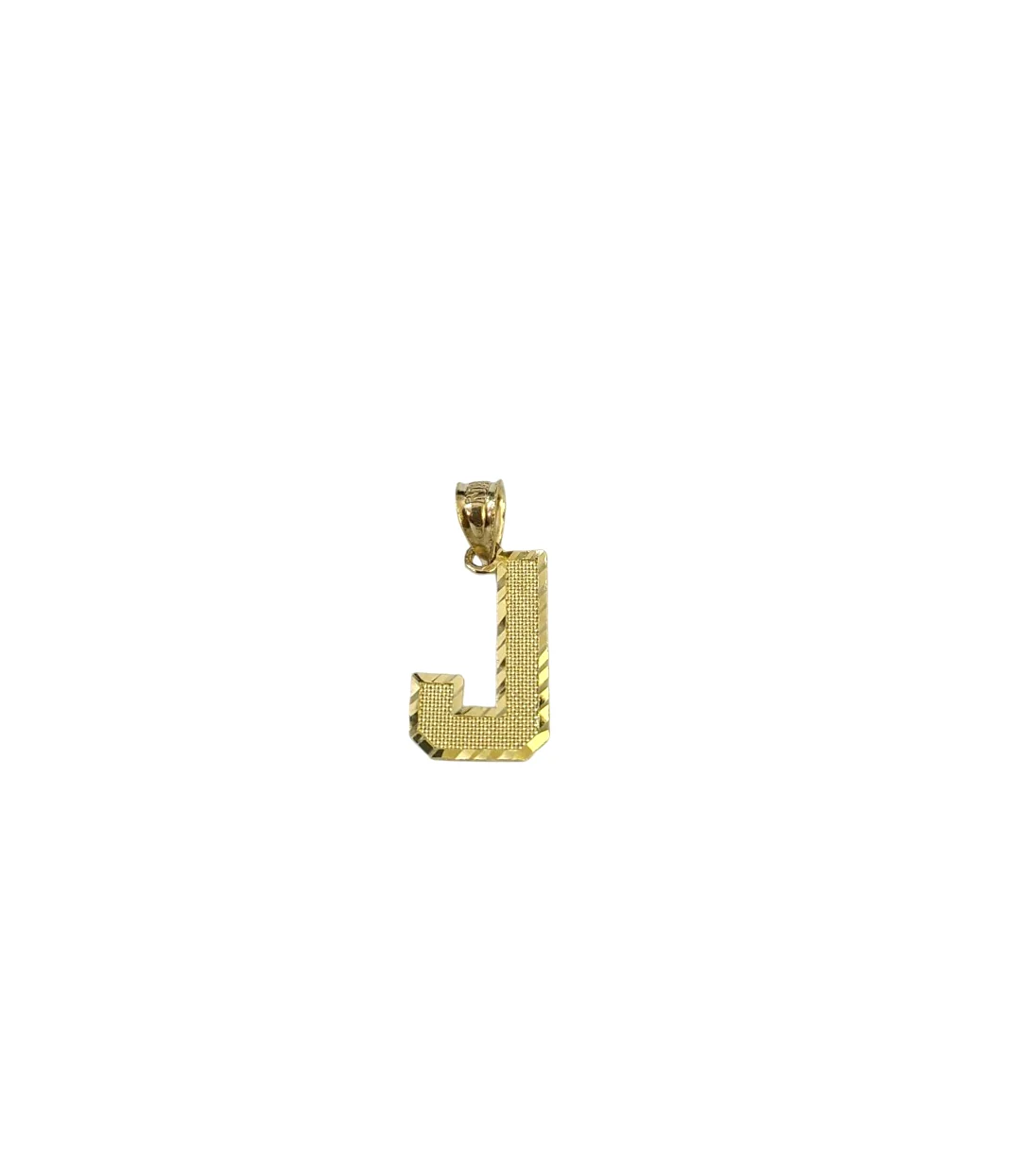 10K Yellow Gold J Initial Charm Pendant Alphabet Real 10kt Men Women