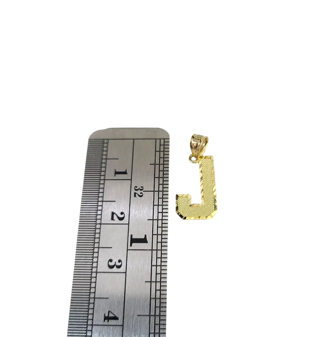 10K Yellow Gold J Initial Charm Pendant Alphabet Real 10kt Men Women - Image 4