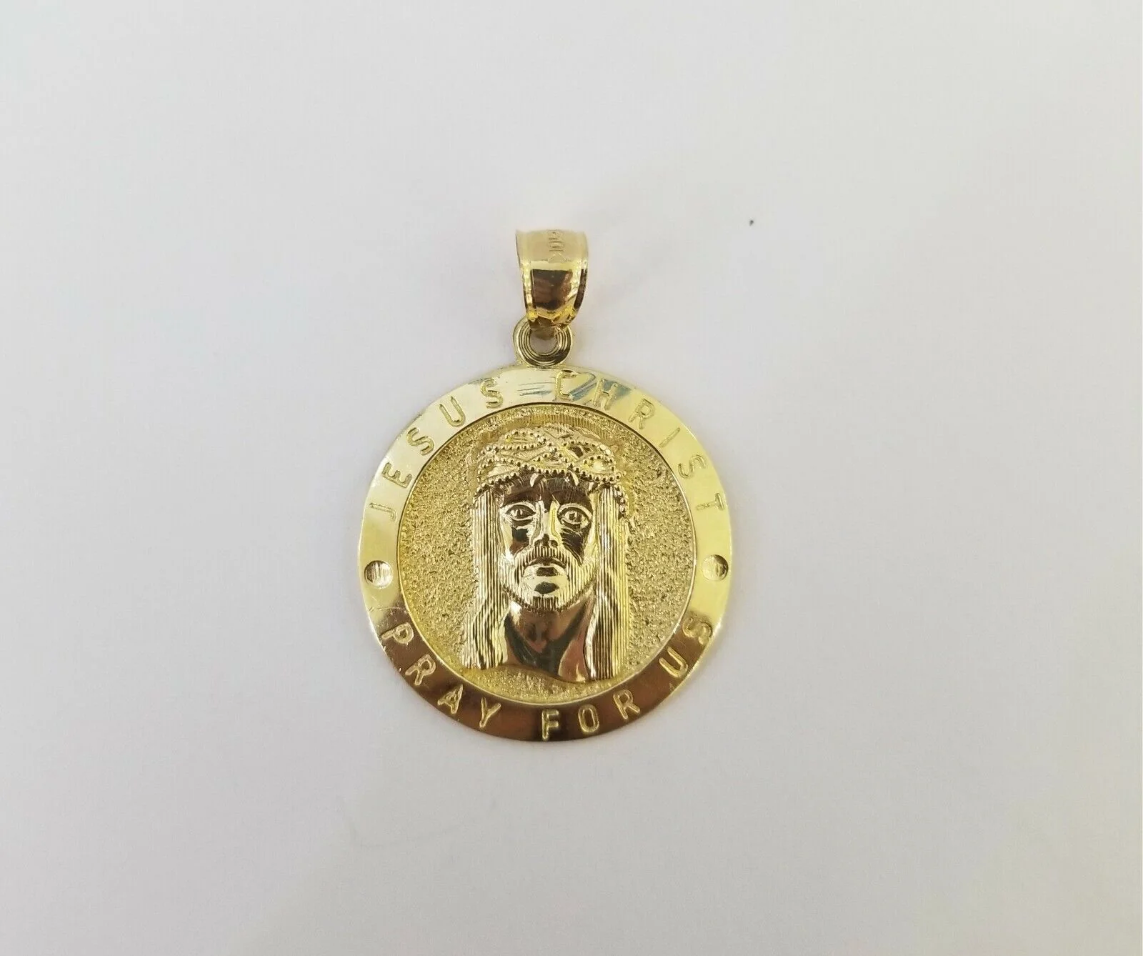 10k Yellow Gold Jesus Christ Charm Pendant Round 1.2" 10kt Real Gold Men Women - Image 5