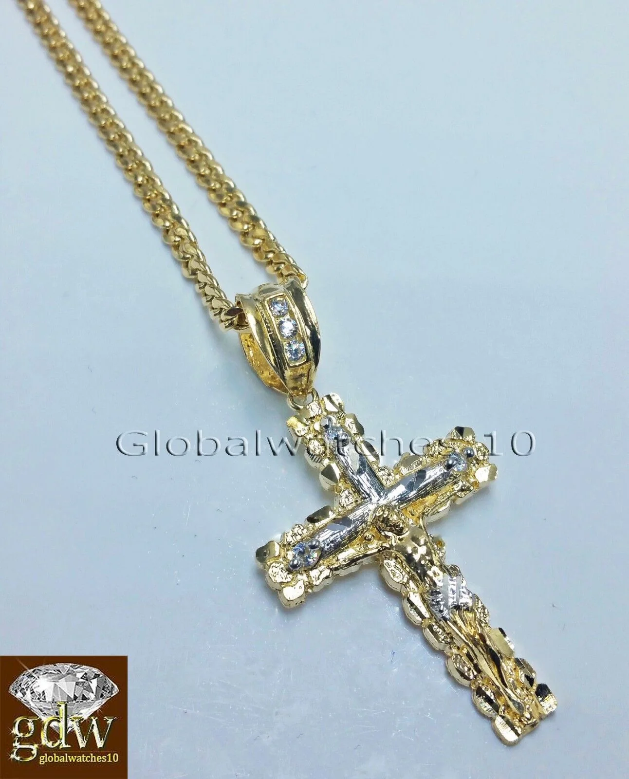 10k Yellow Gold Jesus Cross Charm Pendant 10K 24" Miami Cuban Chain SET Real - Image 8