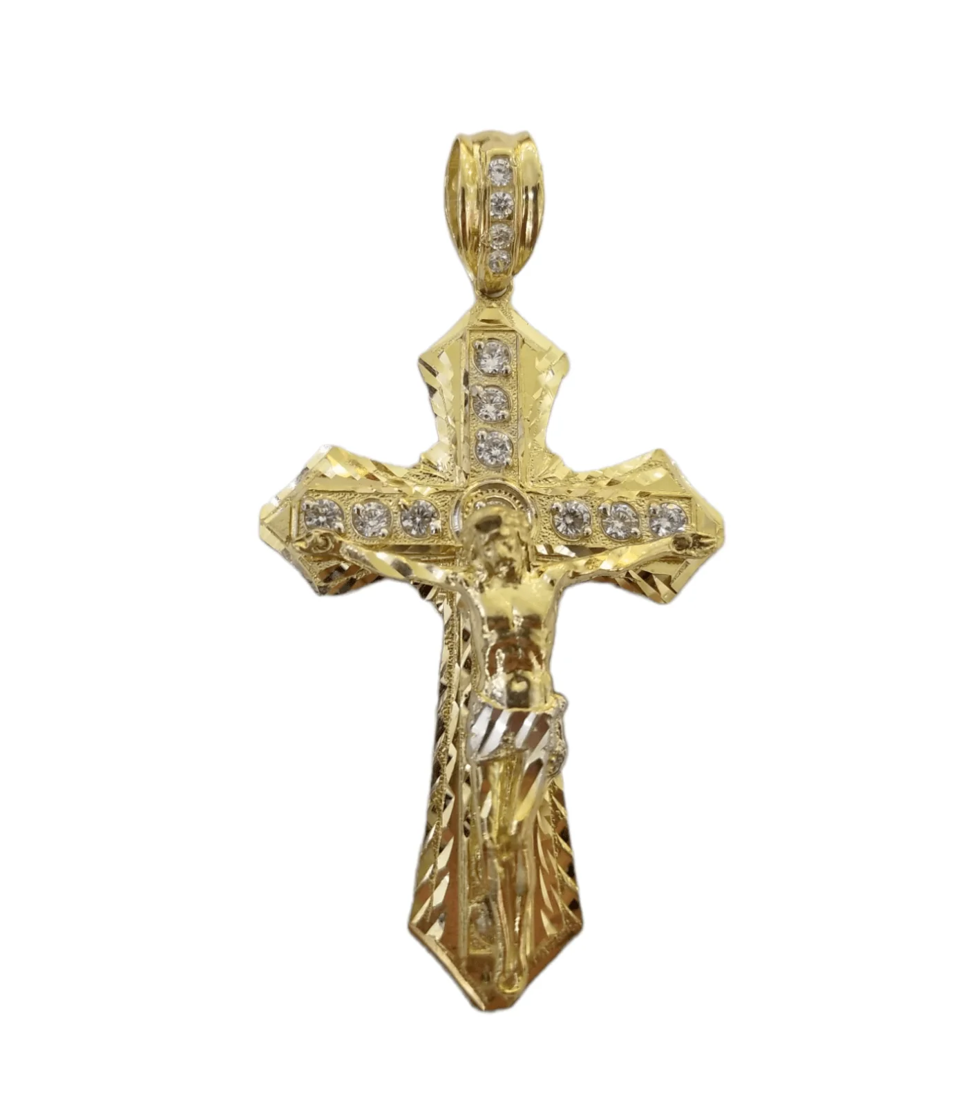 10K Yellow Gold Jesus Cross Pendent 5mm  20" 22"24"26"28" Inch Miami Cuban Chain - Image 2