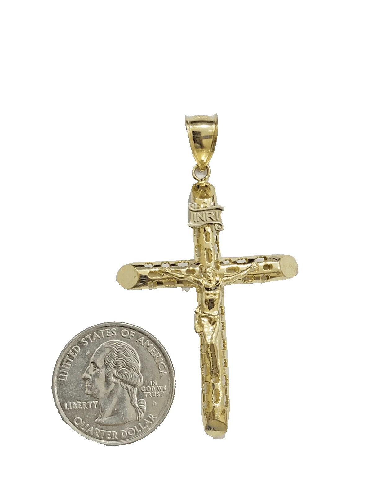10k Yellow Gold Jesus Crucifix Cross Charm Pendant 2.5'' Inch Real 10kt Men - Image 4