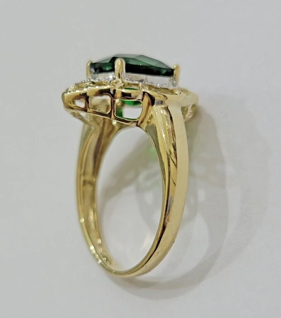 10k Yellow Gold Ladies Green Ring Women's Casual Band SALE Real 10kt Brand New - Image 10