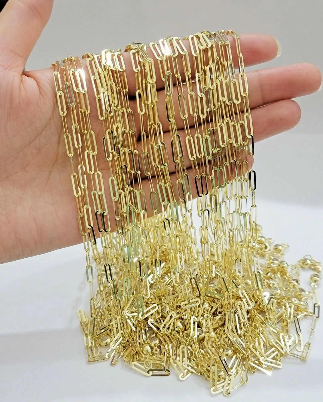 10k Yellow Gold Ladies Paperclip Chain necklace 4mm all size, REAL 10kt ,women - Image 5