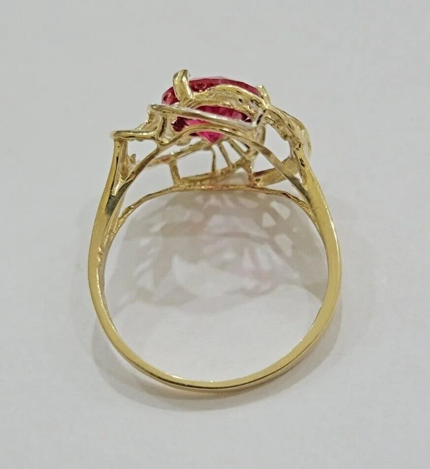 10k Yellow Gold Ladies Ruby Red Ring Womens Casual Band SALE Real 10kt Brand New - Image 11