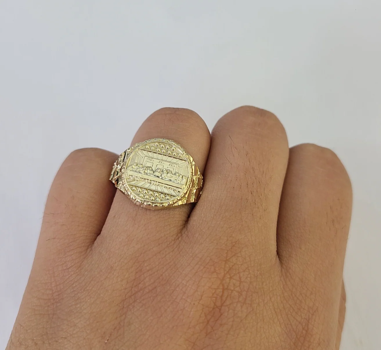 10k Yellow Gold Last Supper Ring Casual Band Genuine Brand New Religious All Sizes - Image 4