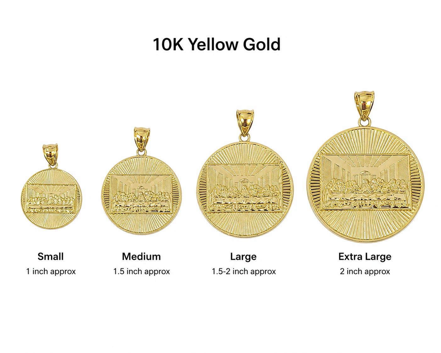 10K Yellow Gold Last Supper Round Pendant Charm Nugget Design Unisex