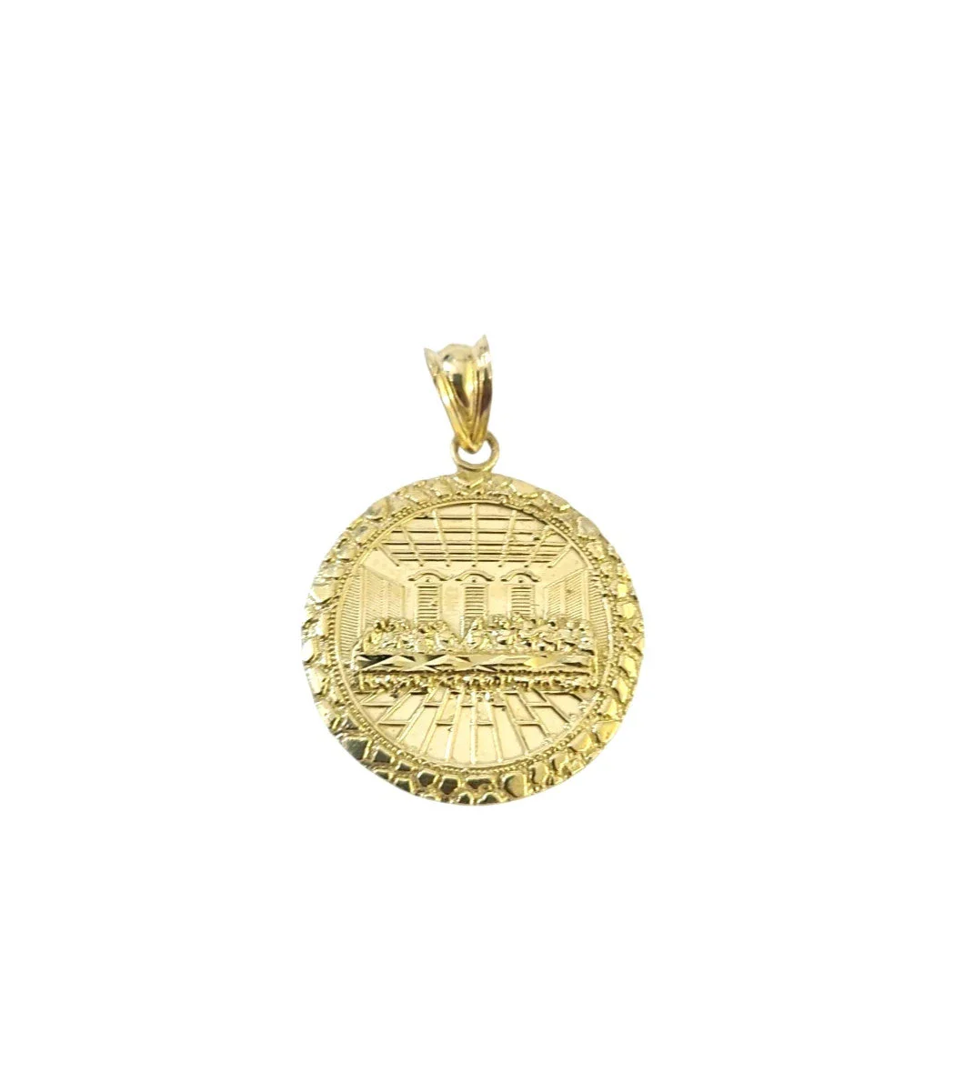 10K Yellow Gold Last Supper Round Pendant Charm Small Medium Large Sizes - Image 6