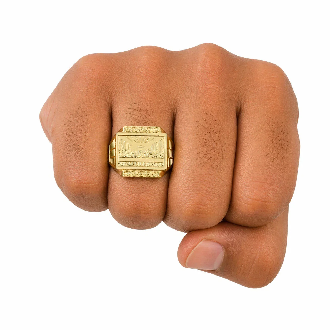 10K Yellow Gold Mens Last Supper Ring Signet Religious Band Bold Statement - Image 7