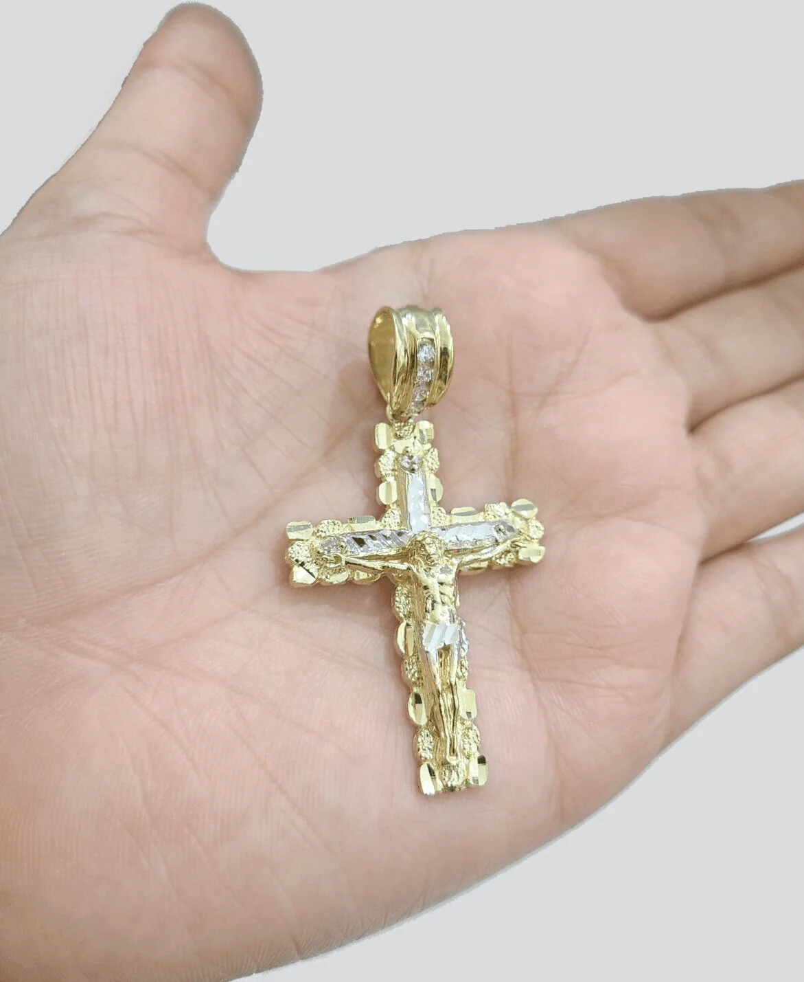10k Yellow Gold Miami Cuban Chain 5mm 30" inch Necklace Jesus Cross Charm Real - Image 4