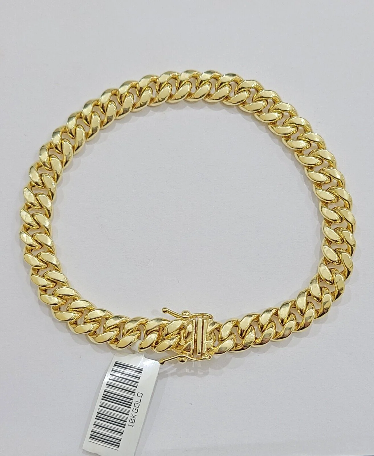 10k Yellow Gold Miami Cuban Link Bracelet 9.5" inch 8mm Real 10kt Box Lock Men