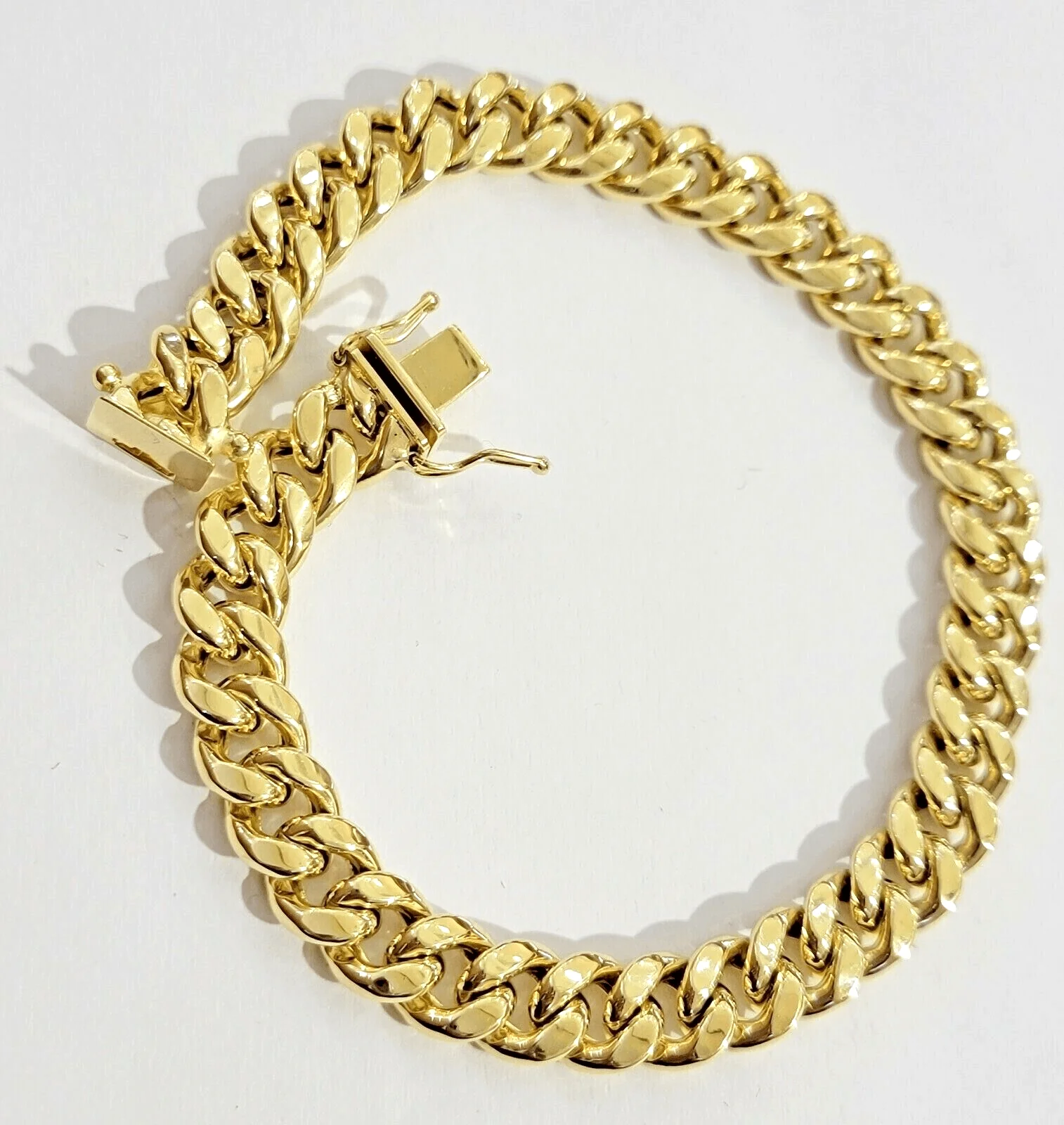 10k Yellow Gold Miami Cuban Link Bracelet 9" inch 9mm Real 10kt Box Lock - Image 6