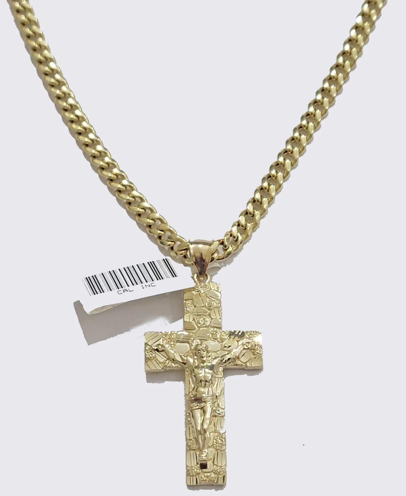10k Yellow Gold Miami Cuban link Chain Nugget Charm Pendant Necklace 5mm 18"-28" - Image 10