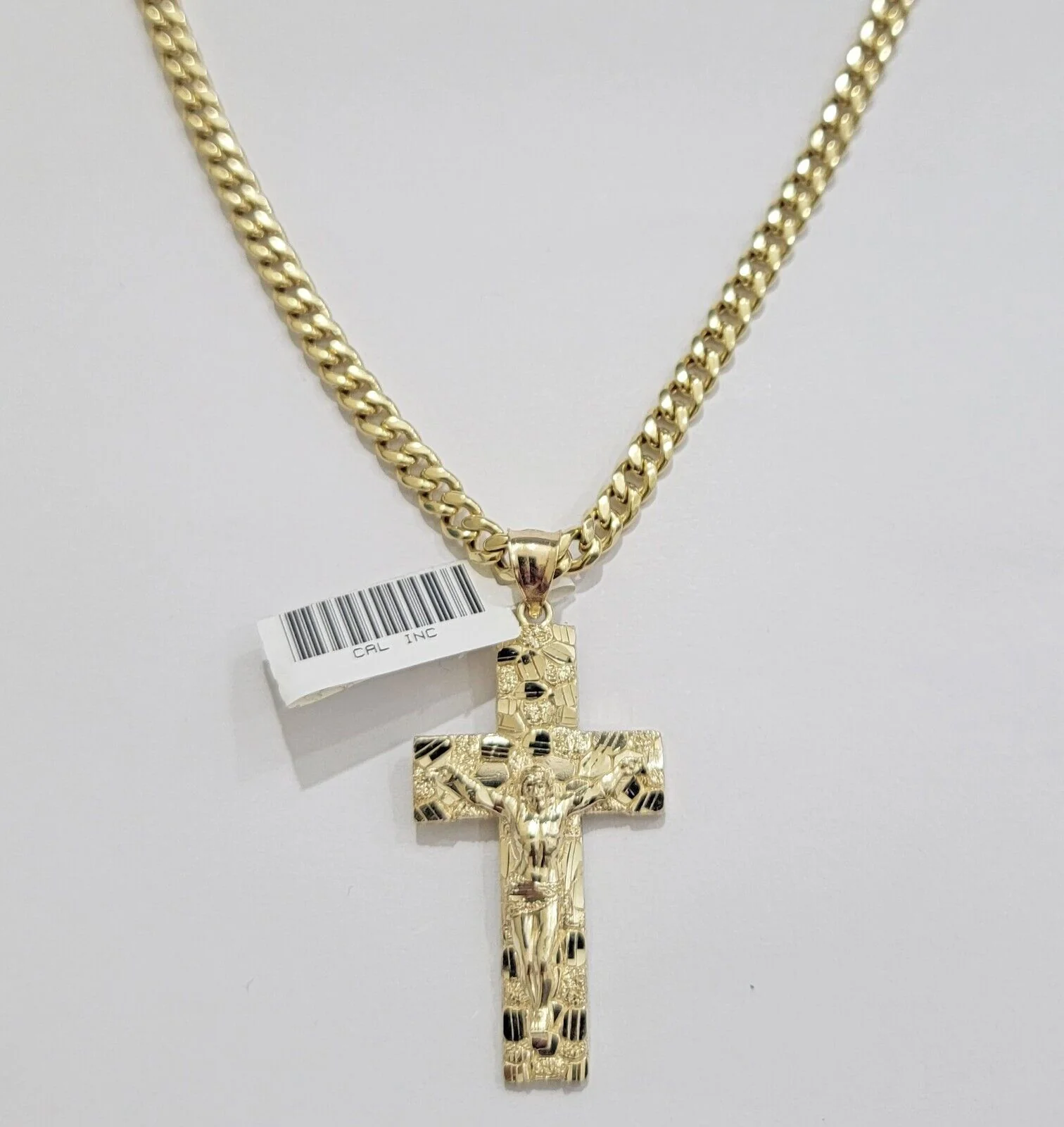 10k Yellow Gold Miami Cuban link Chain Nugget Charm Pendant Necklace 5mm 18"-28" - Image 8