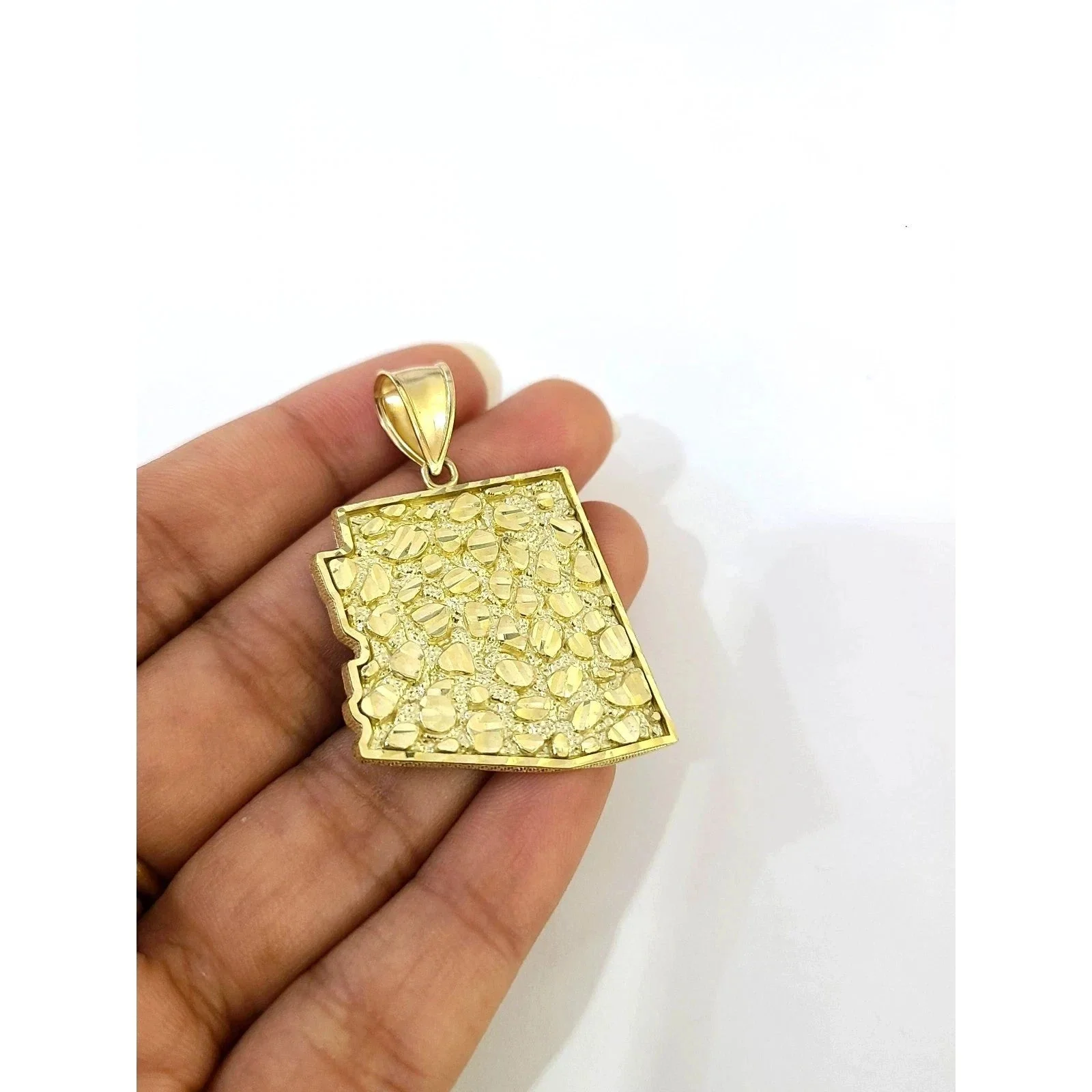 10K Yellow Gold Miami Cuban Link Chain Set Arizona Map Charm Pendant 4.5mm 18-28 - Image 4