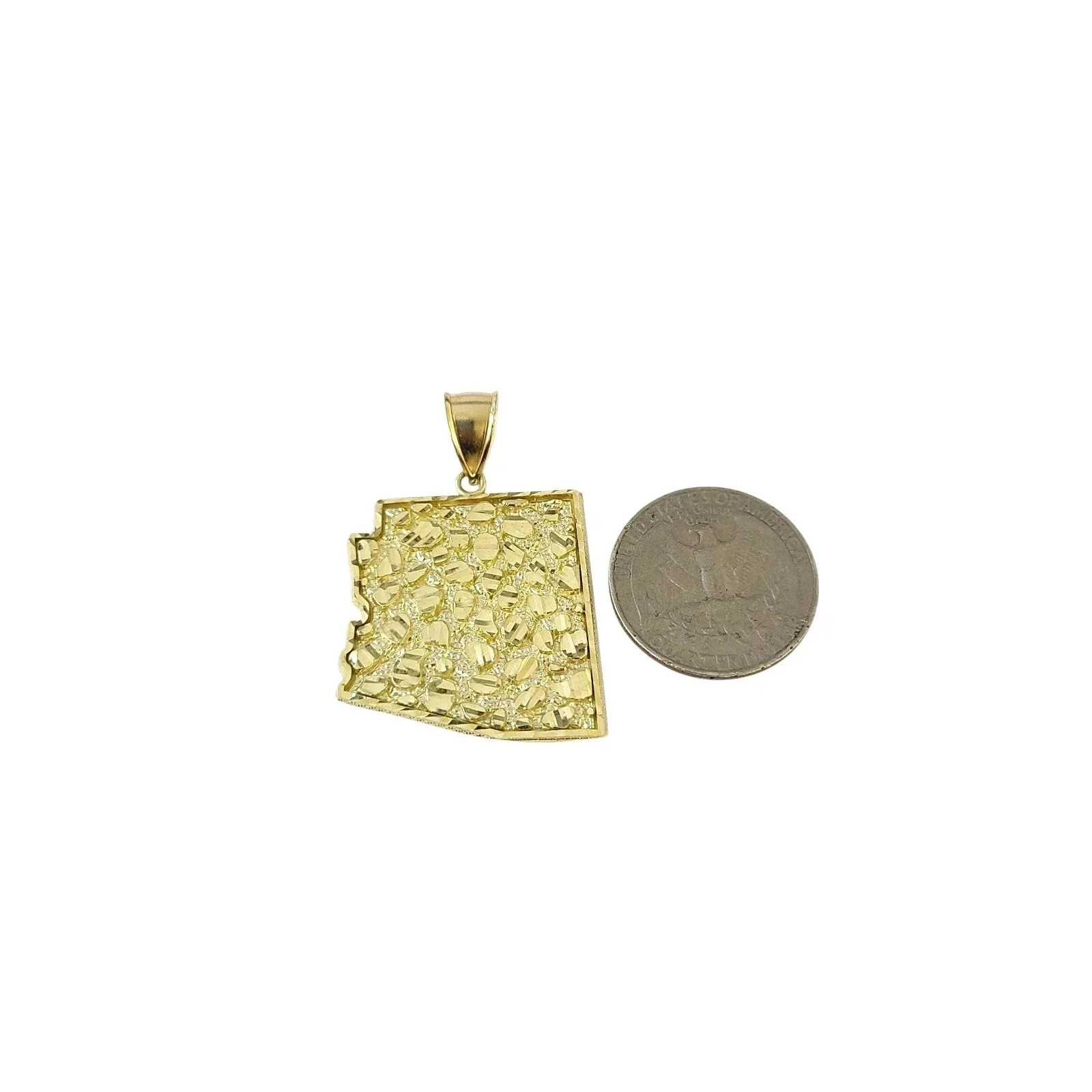 10K Yellow Gold Miami Cuban Link Chain Set Arizona Map Charm Pendant 4.5mm 18-28 - Image 7