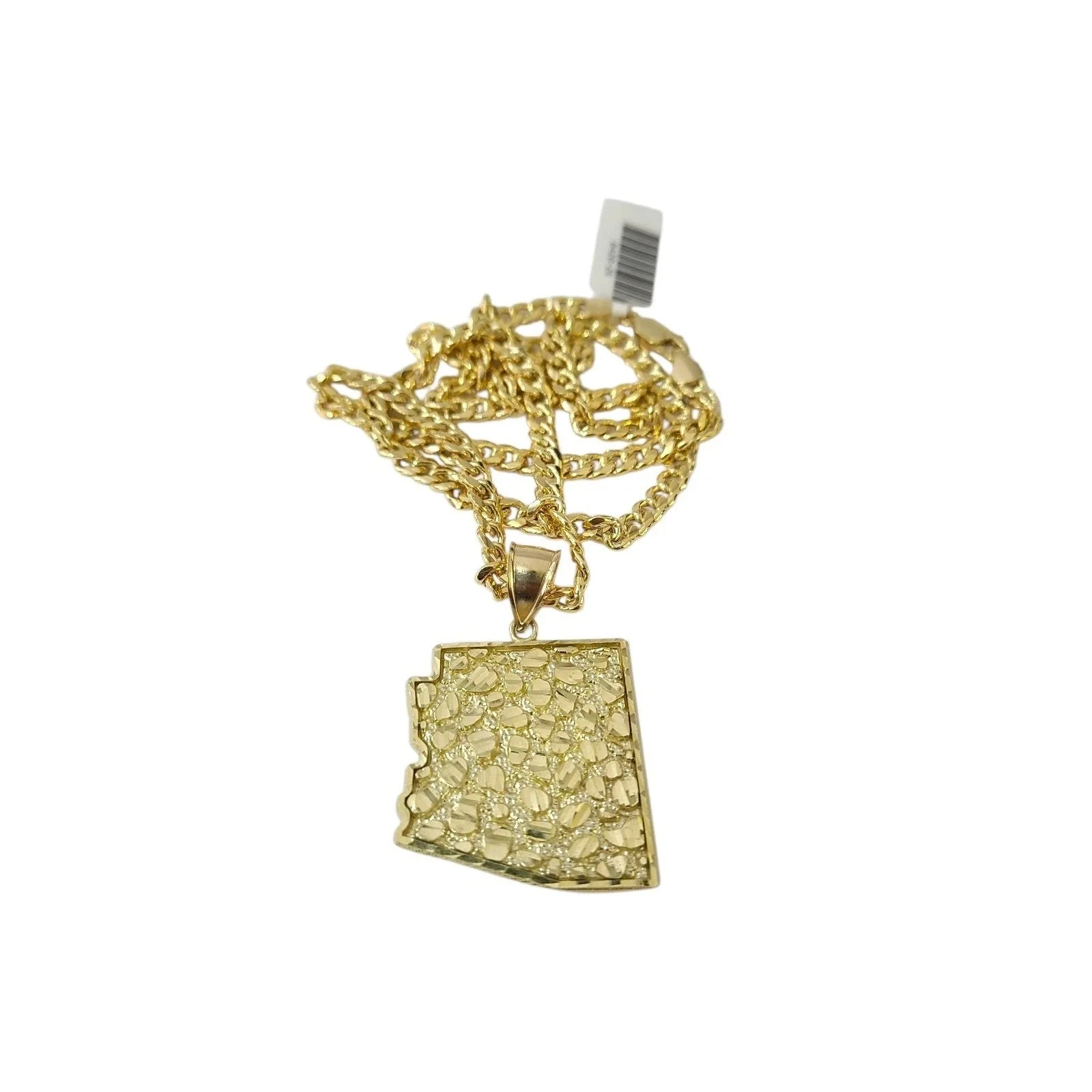 10K Yellow Gold Miami Cuban Link Chain Set Arizona Map Charm Pendant 4.5mm 18-28 - Image 8