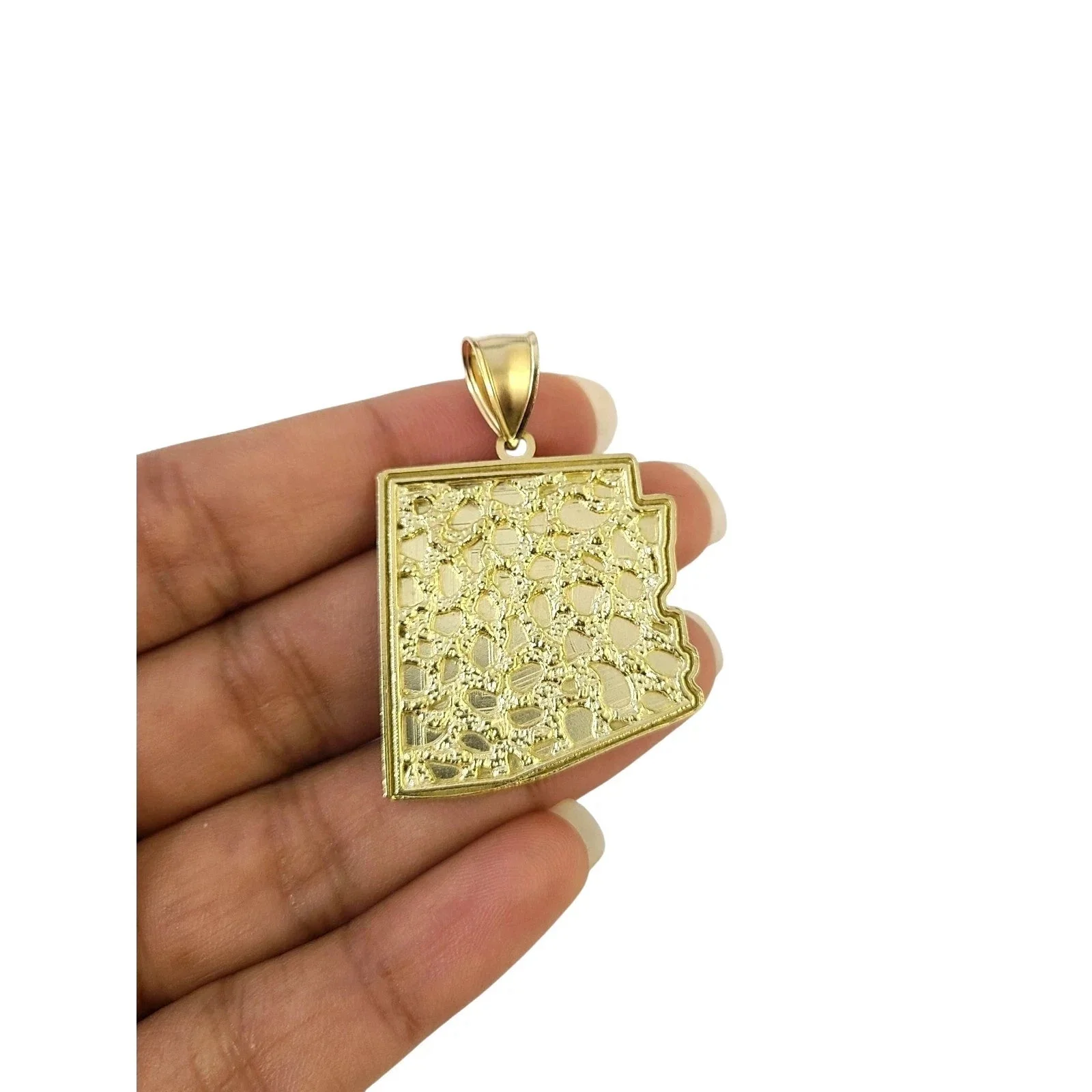 10K Yellow Gold Miami Cuban Link Chain Set Arizona Map Charm Pendant 4.5mm 18-28 - Image 9