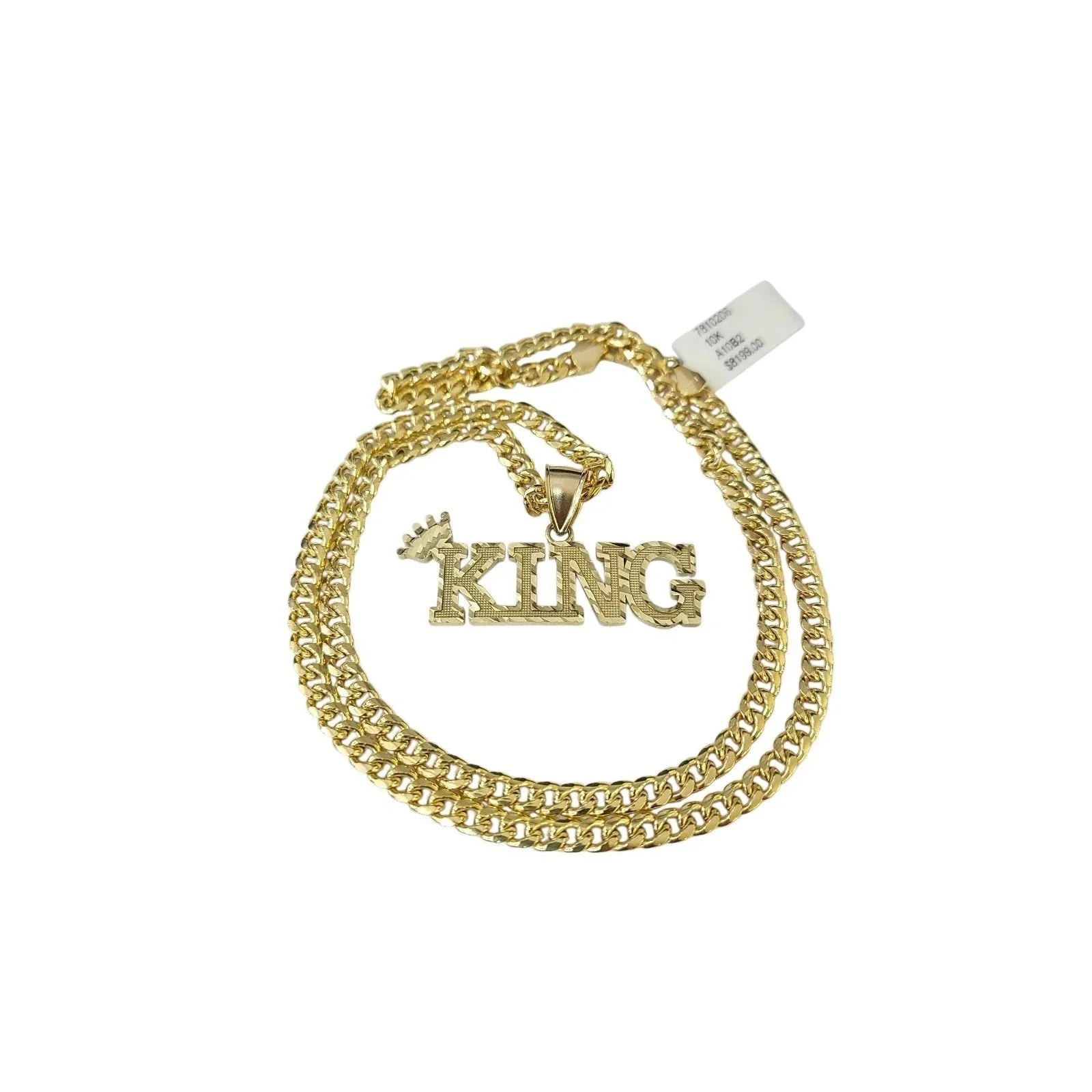 10K Yellow Gold Miami Cuban Link Chain Set KING Charm Pendant 4.5mm 18-28"