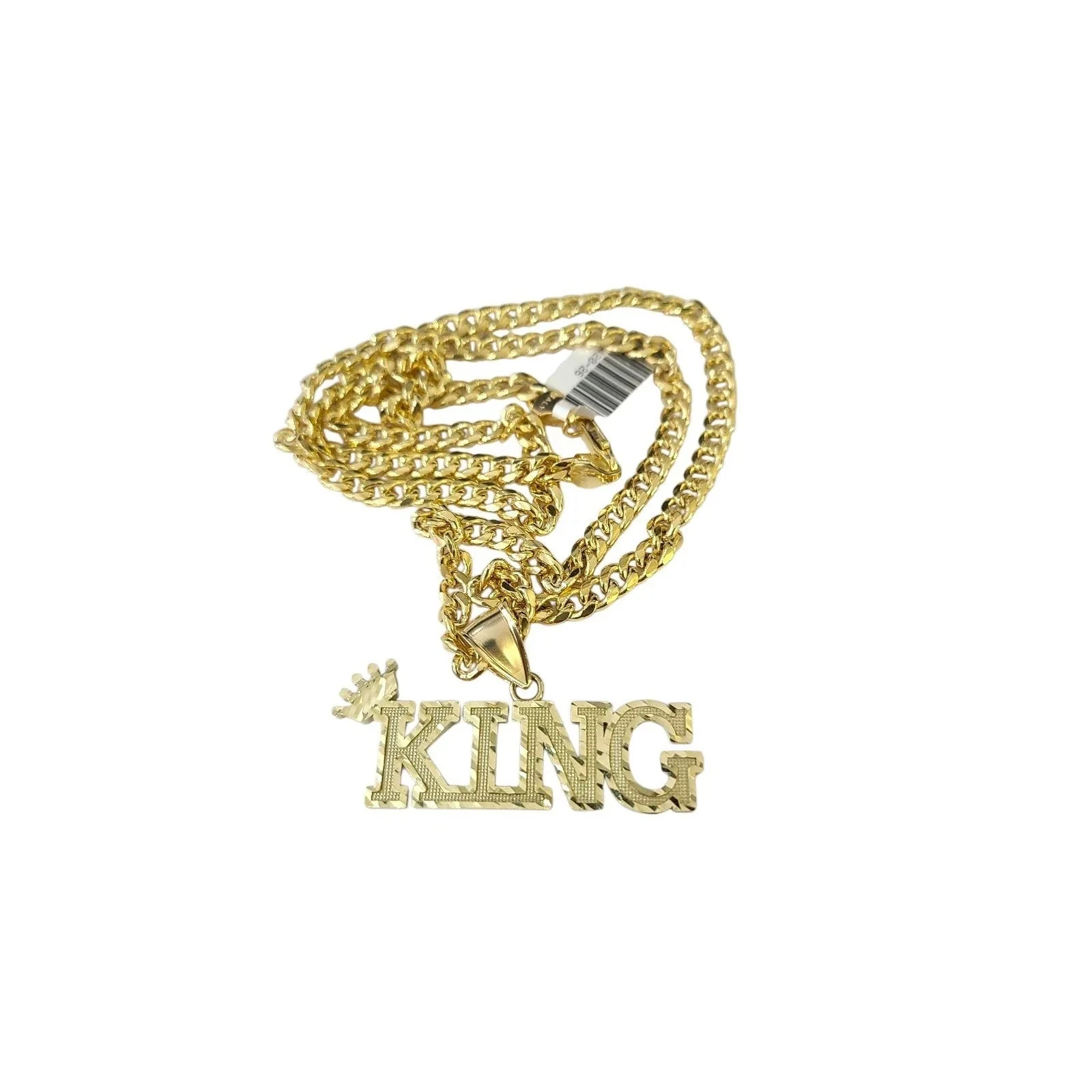 10K Yellow Gold Miami Cuban Link Chain Set KING Charm Pendant 4.5mm 18-28" - Image 4