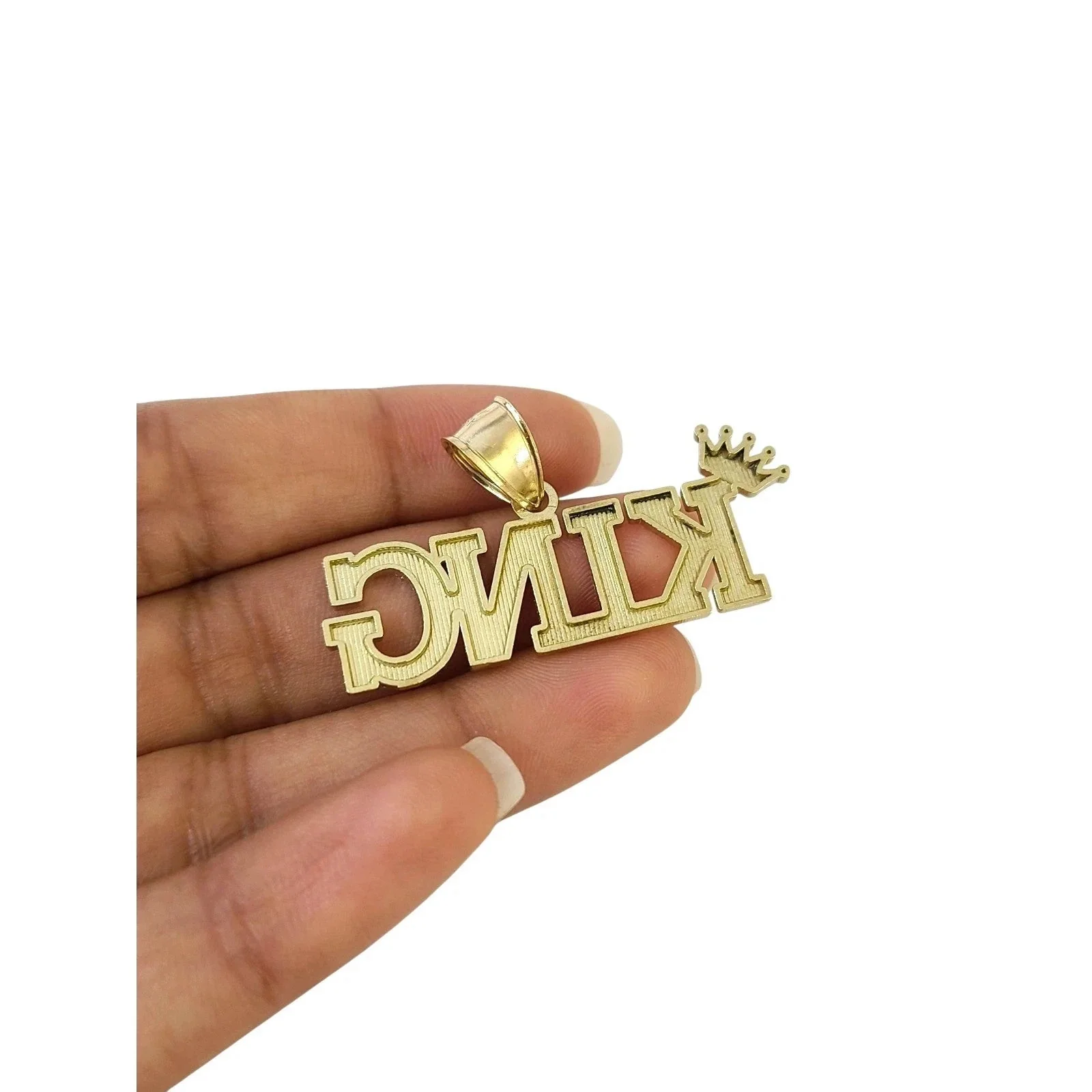 10K Yellow Gold Miami Cuban Link Chain Set KING Charm Pendant 4.5mm 18-28" - Image 9