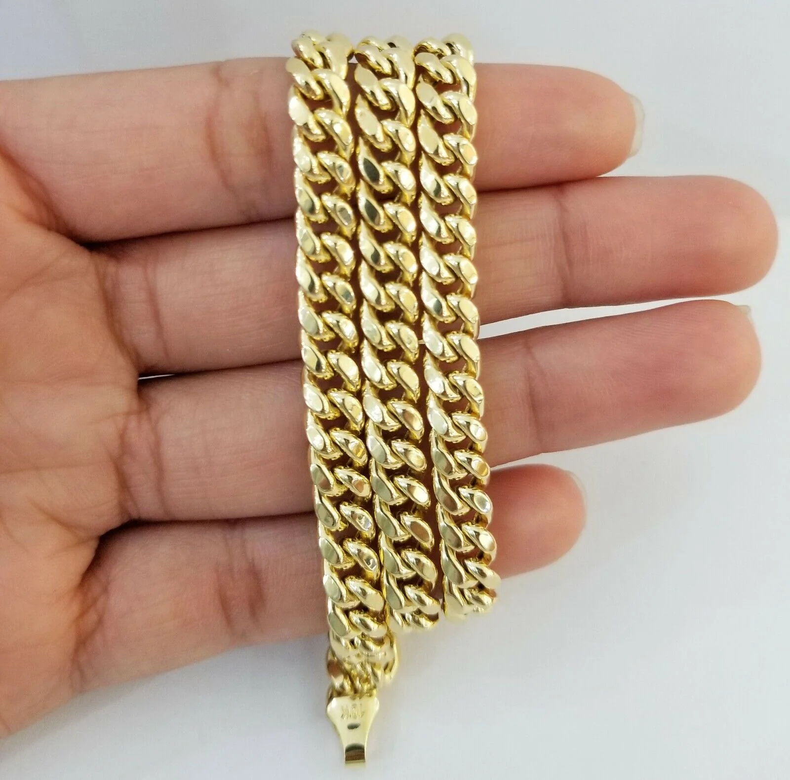 10k Yellow Gold Miami Cuban Necklace Chain 7mm 20-28",10kt Real Link Gold Chain - Image 3