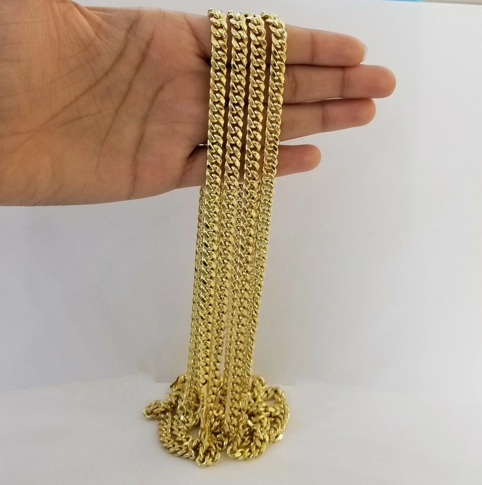 10k Yellow Gold Miami Cuban Necklace Chain 7mm 20-28",10kt Real Link Gold Chain - Image 8