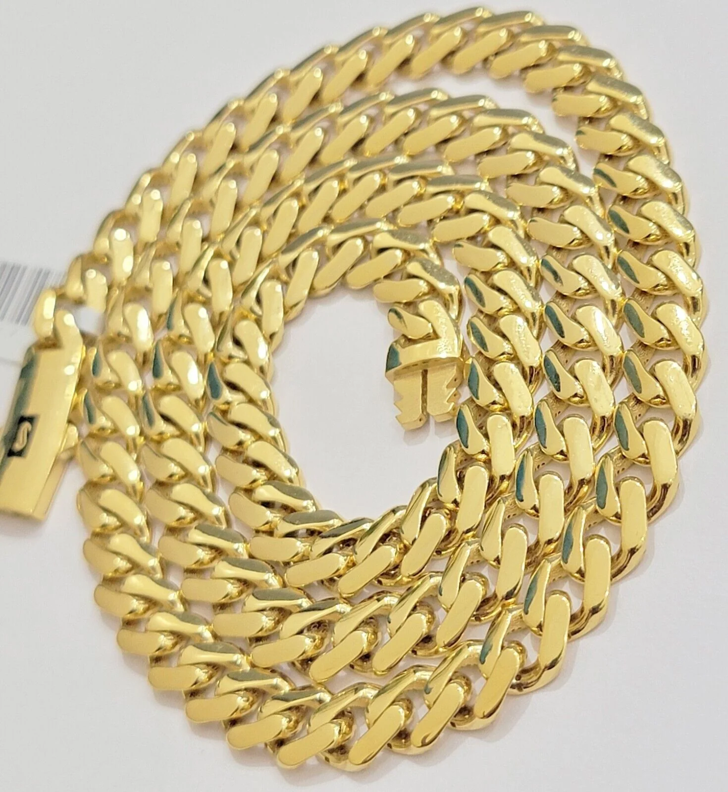 10k Yellow Gold Miami Cuban Royal Monaco Curb Link Chain 7.5mm Necklace 22" REAL - Image 2