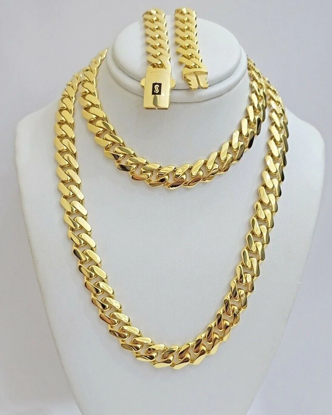 10k Yellow Gold Miami Cuban Royal Monaco Curb Link Chain 7.5mm Necklace 24" REAL - Image 3
