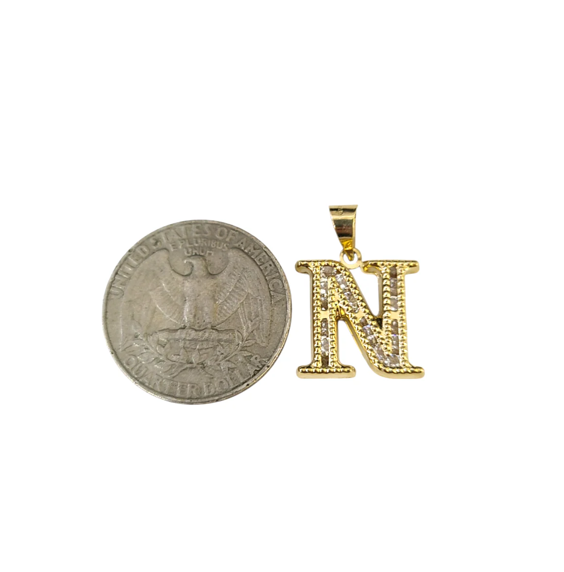 10K Yellow Gold N Initial Charm Pendant Alphabet Real 10kt Men Women - Image 5