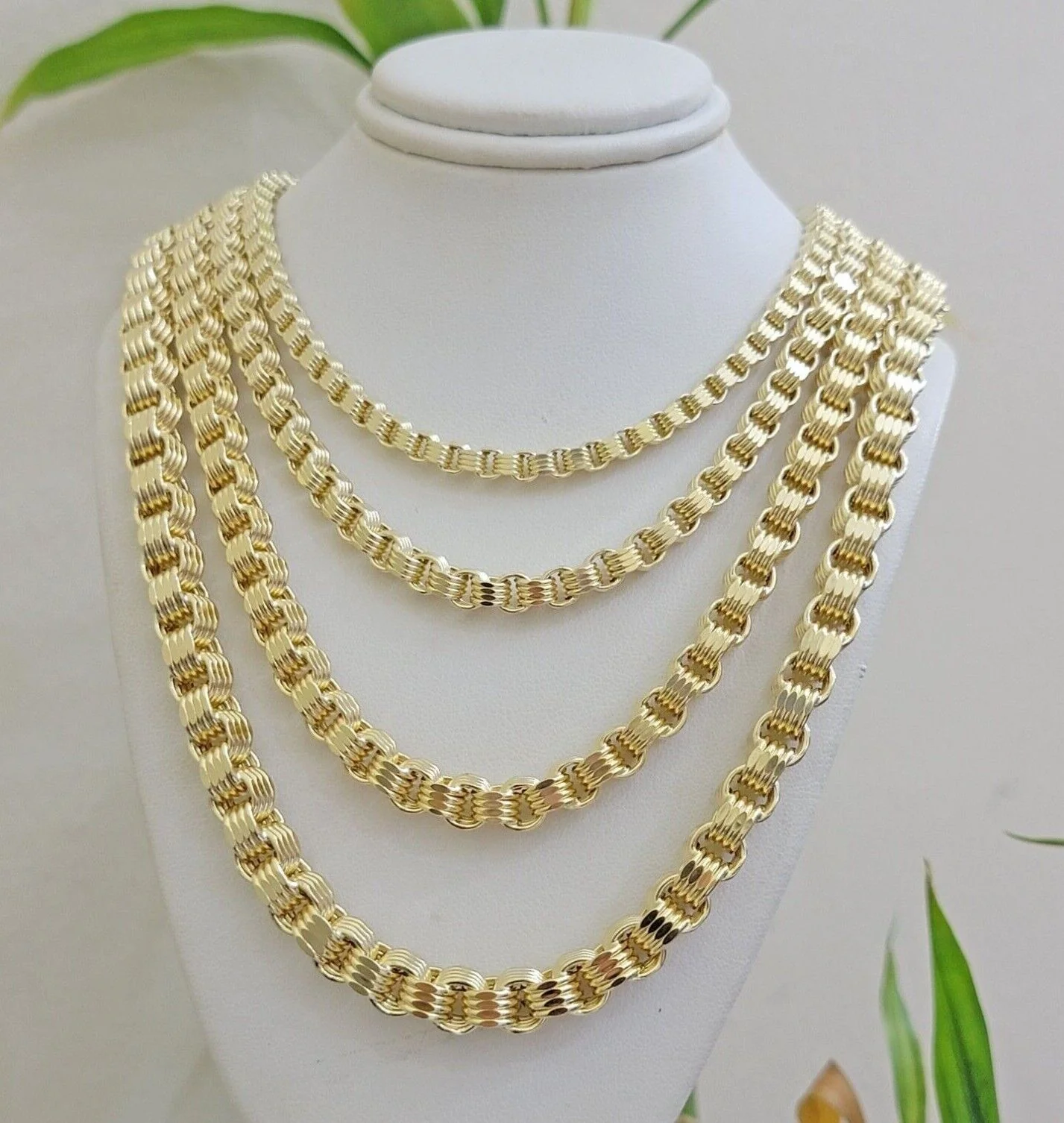 10k Yellow Gold Necklace Box Byzantine Chain 4mm 5mm 6mm 7mm 18 in- 30 in REAL - Image 4
