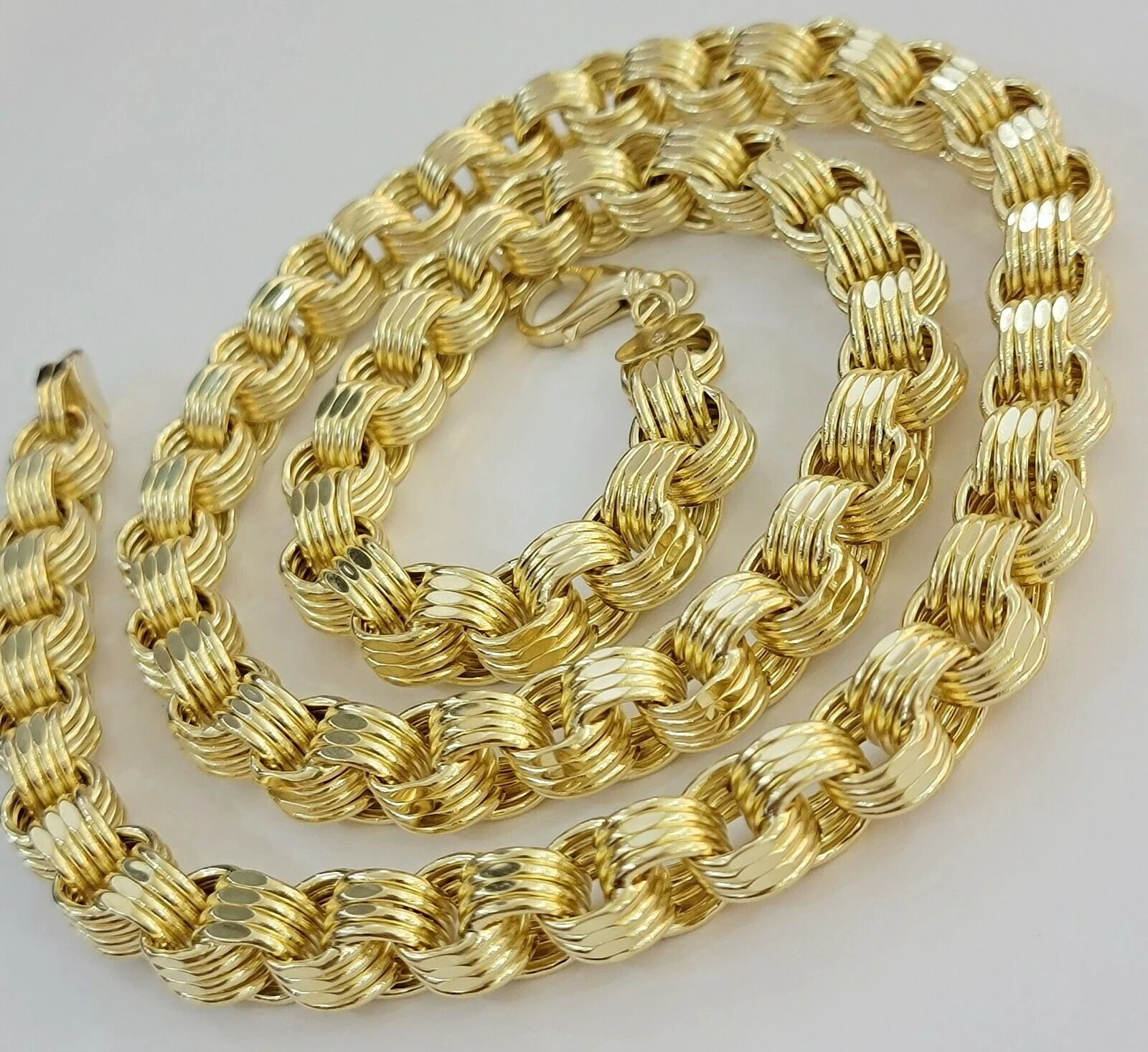 10k Yellow Gold Necklace Byzantine Box chain 28 Inch 12.5mm Mens Thick REAL 10K - Image 3