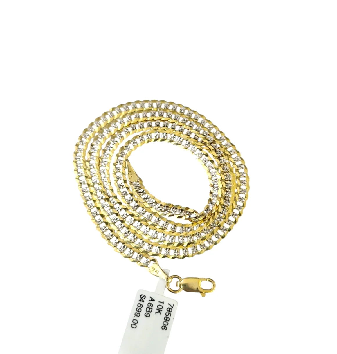 10k Yellow Gold Necklace Cuban Curb Chain 4mm 18"-28" inch Diamond Cuts 10kt