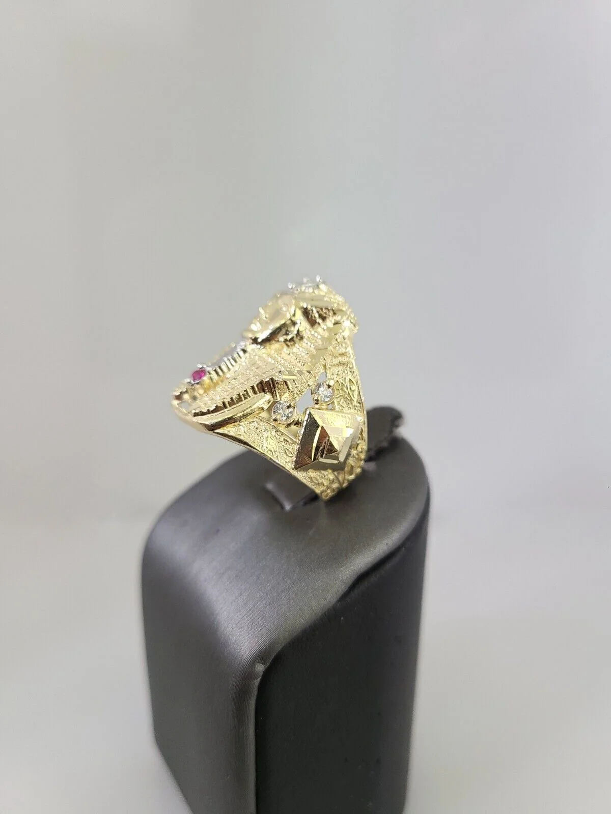 10k Yellow Gold Pharaoh Head Ring Casual Men's Band Genuine Brand New All Sizes - Image 6