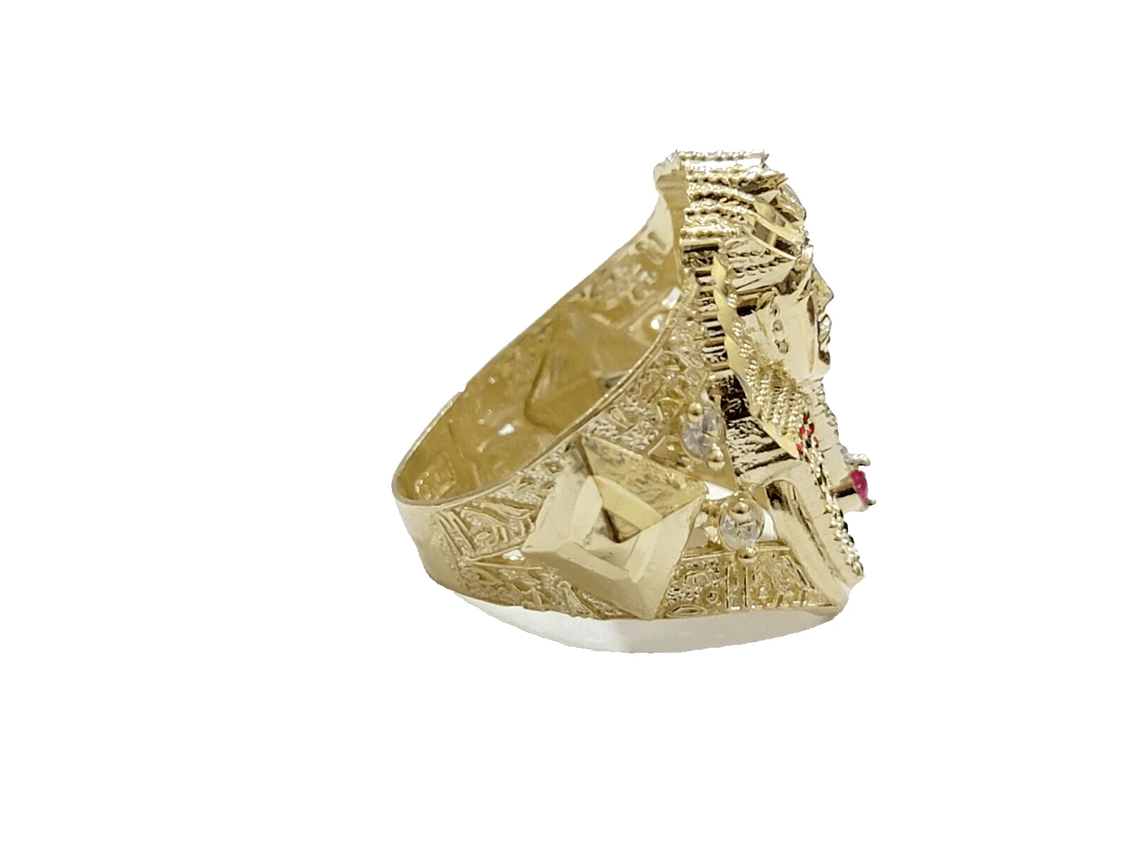 10k Yellow Gold Pharoah Head Ring Band All Sizes Real 10kt SALE Men Casual Pinky - Image 9
