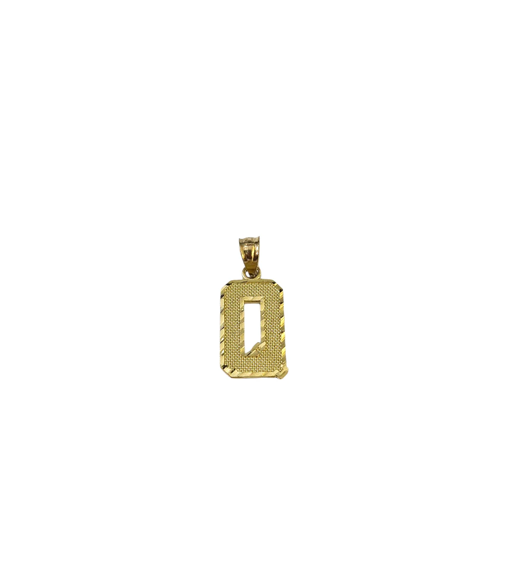 10K Yellow Gold Q Initial Charm Pendant Alphabet Real 10kt Men Women